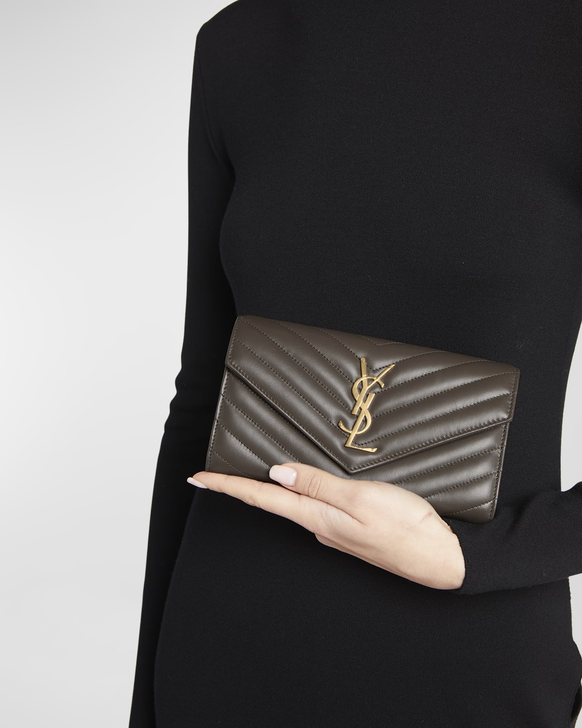 YSL Monogram Large Envelope Flap Wallet in Smooth Leather - 5