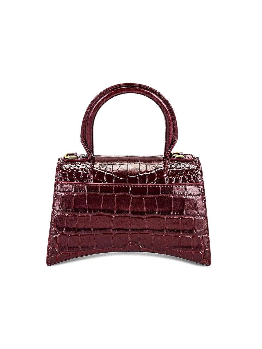 Hourglass XS Handbag Crocodile Embossed in Dark Red - 3