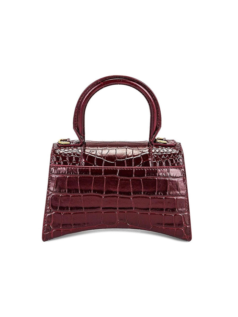 Hourglass XS Handbag Crocodile Embossed in Dark Red 3