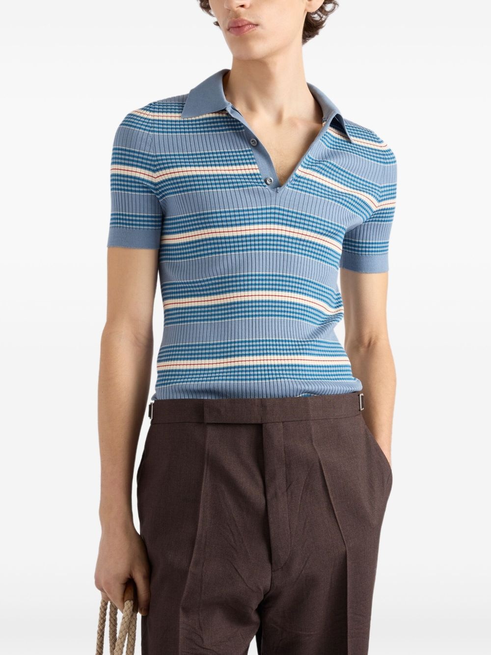 ribbed cotton polo shirt - 4