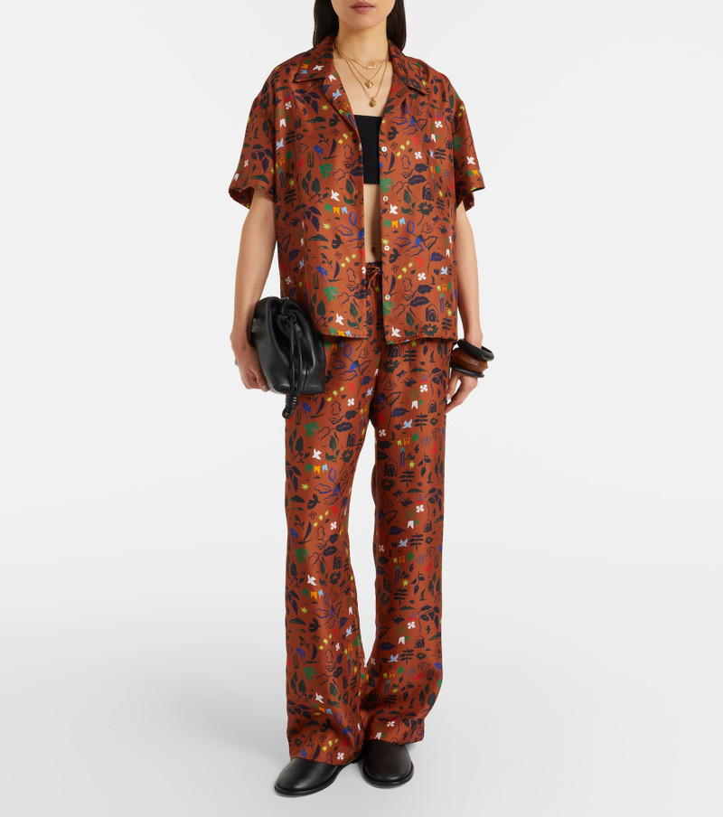 ASCENO Aurelia printed silk twill wide-leg pants outlook