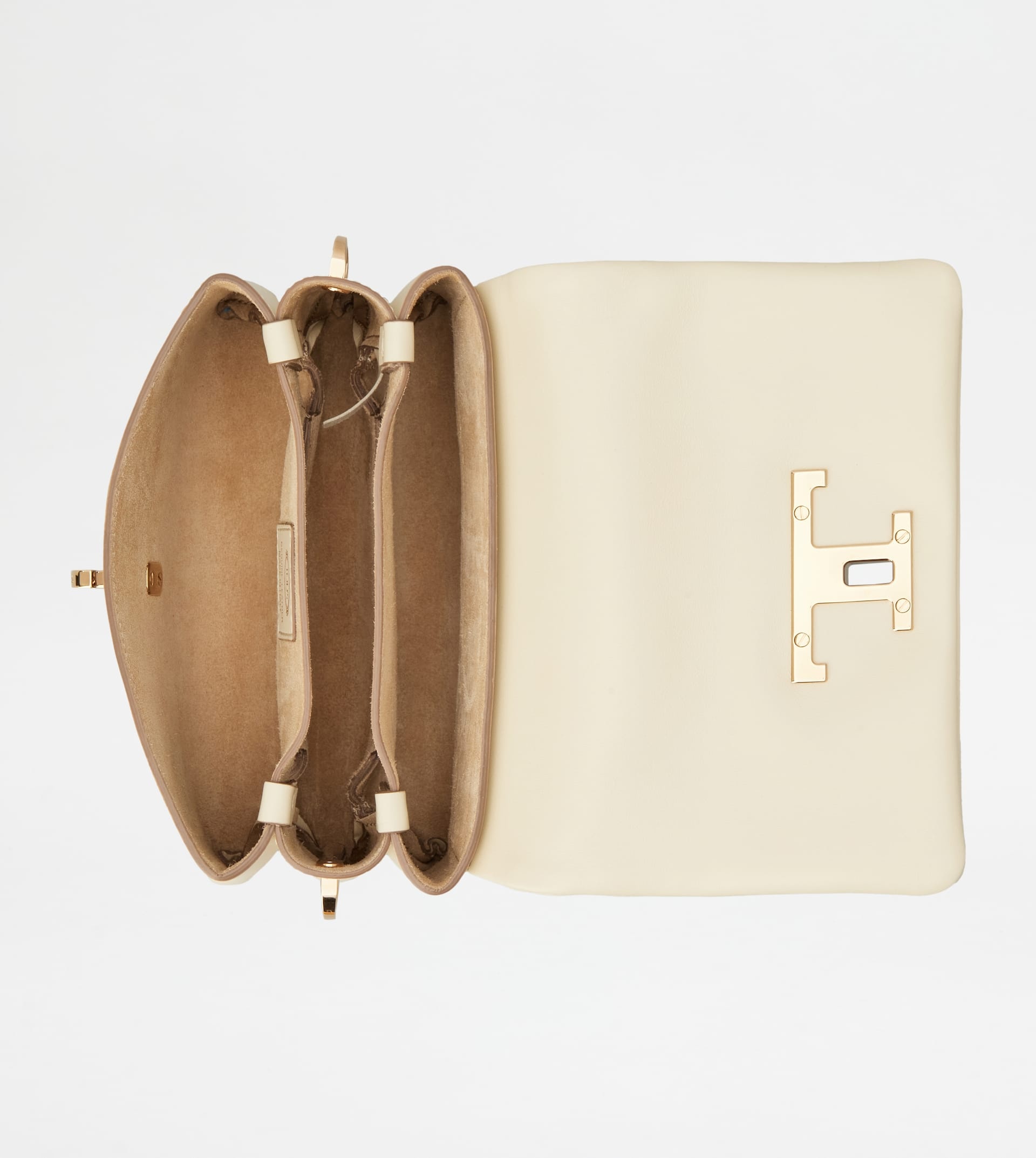 T TIMELESS FLAP BAG IN LEATHER MICRO - OFF WHITE - 4