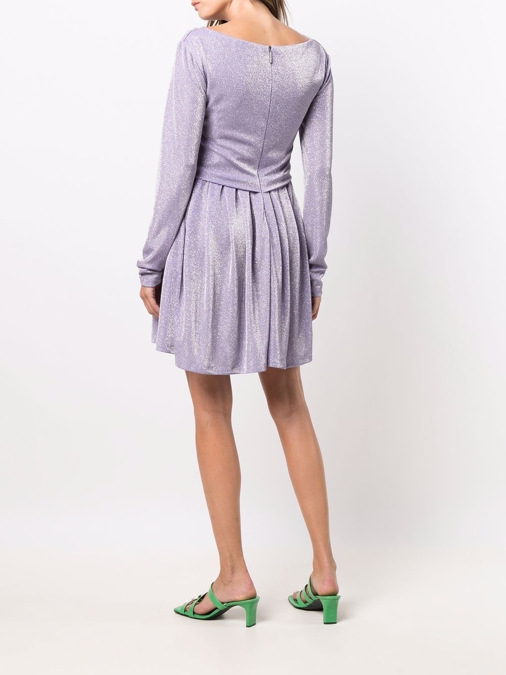 long-sleeved gathered dress - 4