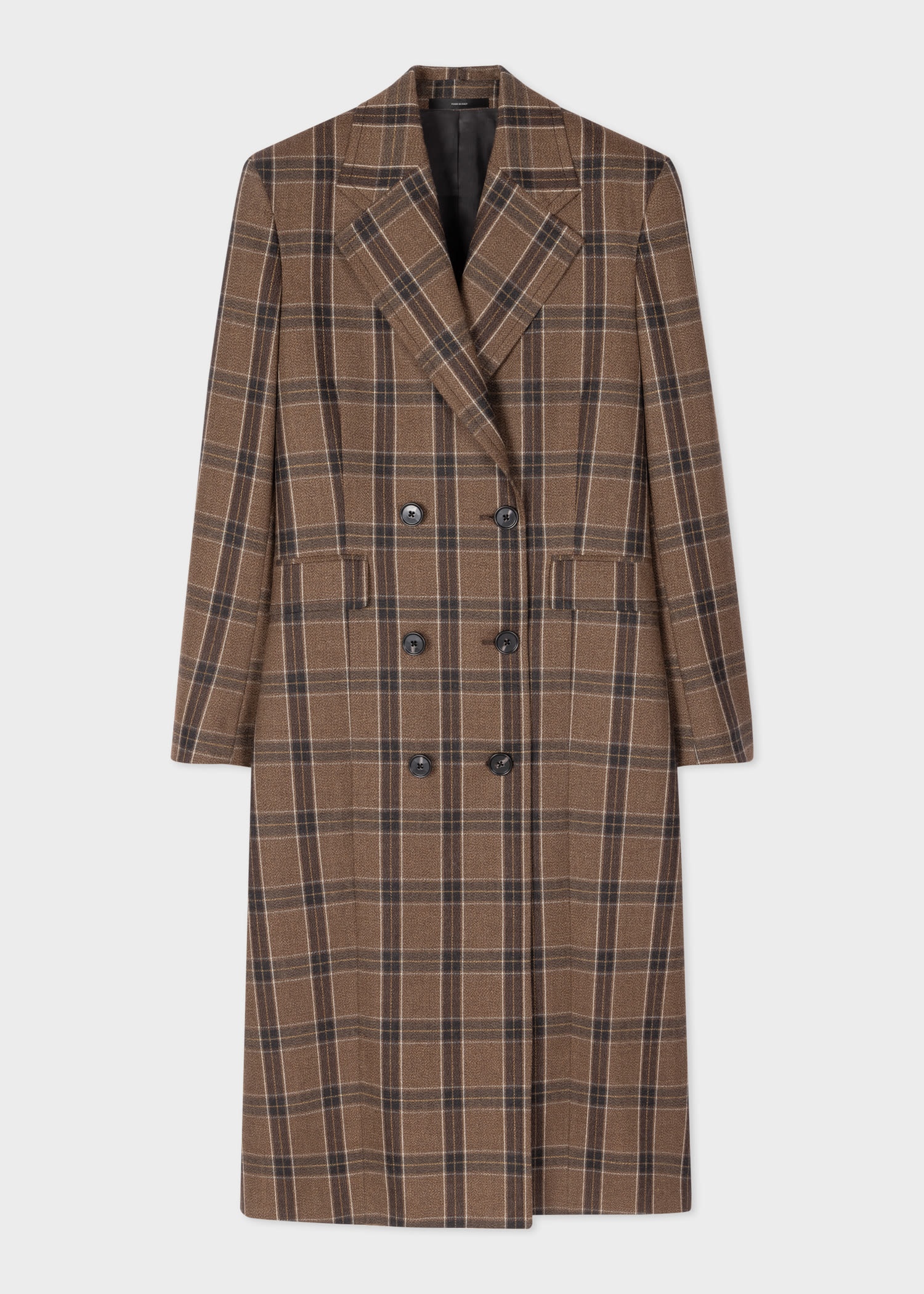 Brown Buffalo Check Double-Breasted Coat - 1