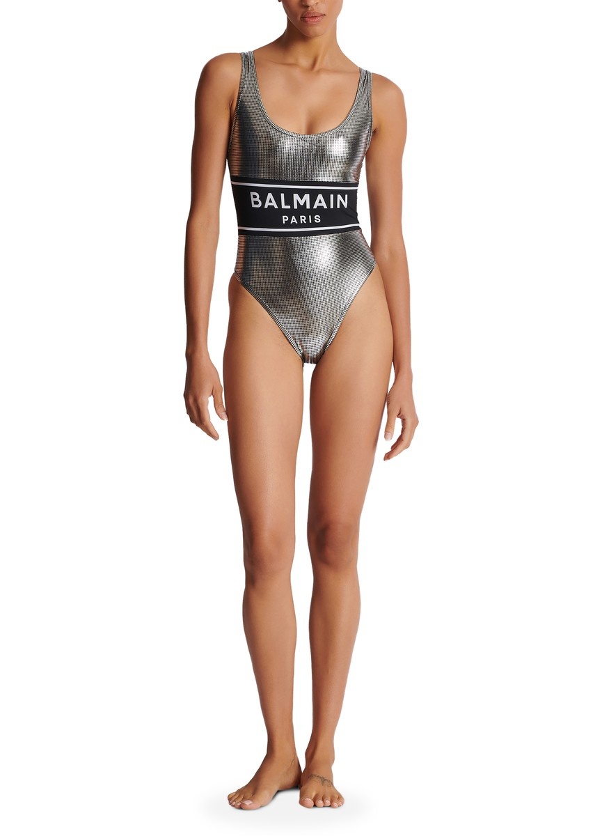 Logo-print metallic-effect Swimsuit - 5