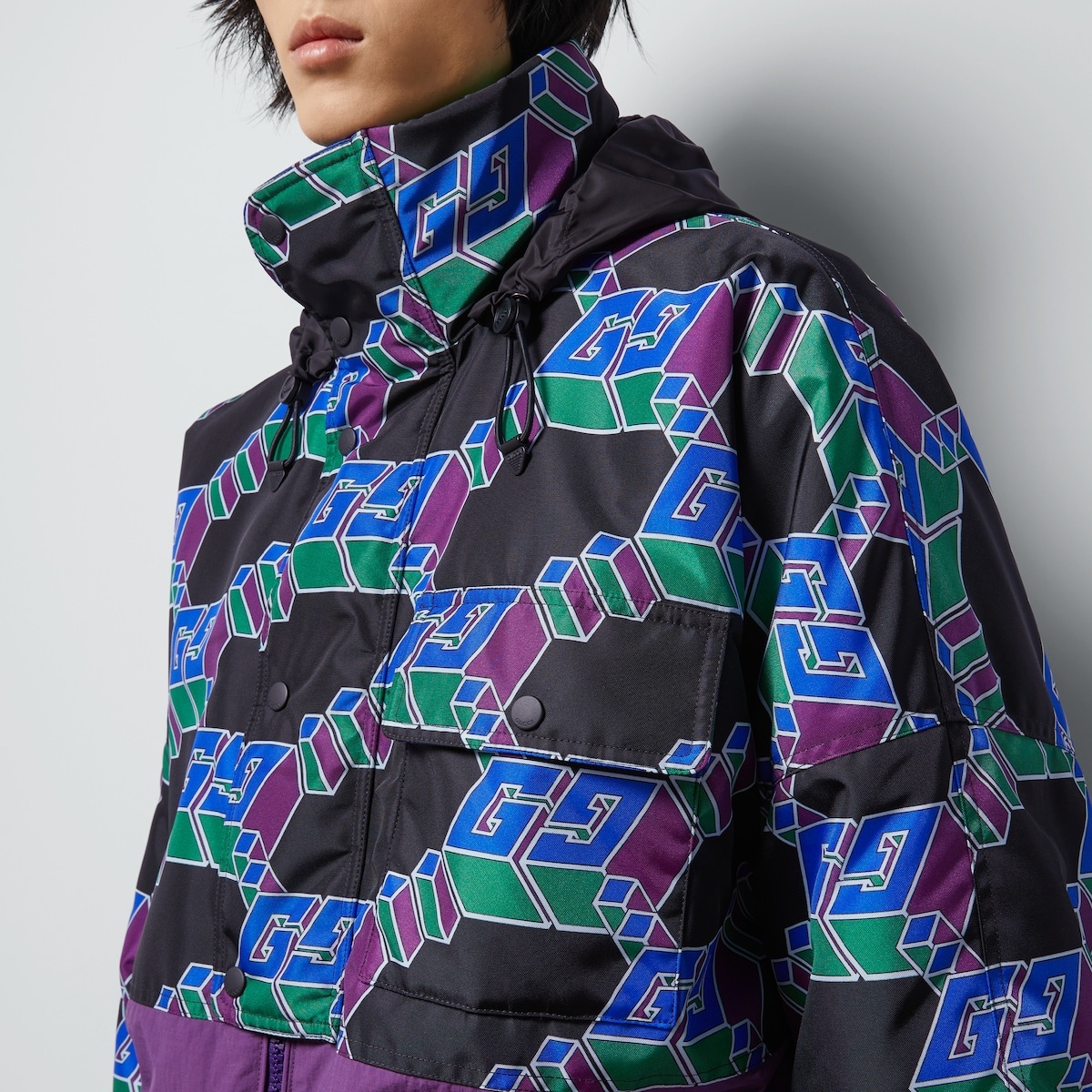 Square GG nylon canvas coat - 3