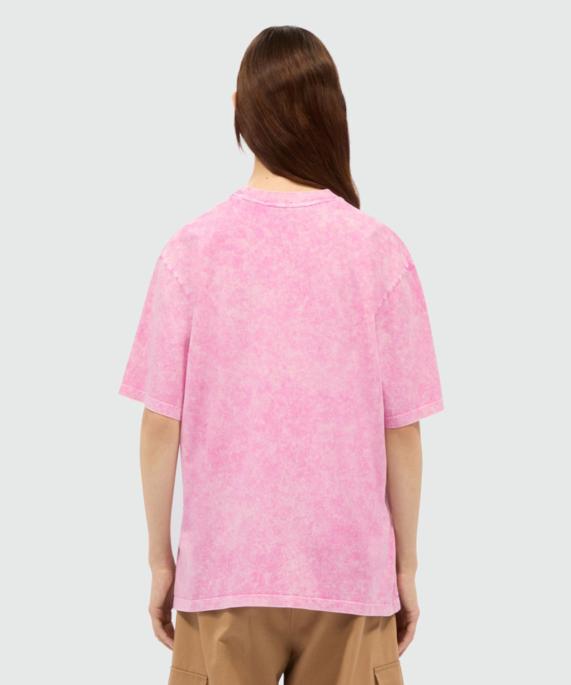 Pink faded cotton T-shirt with "MSGM Concert Bunny" print 3