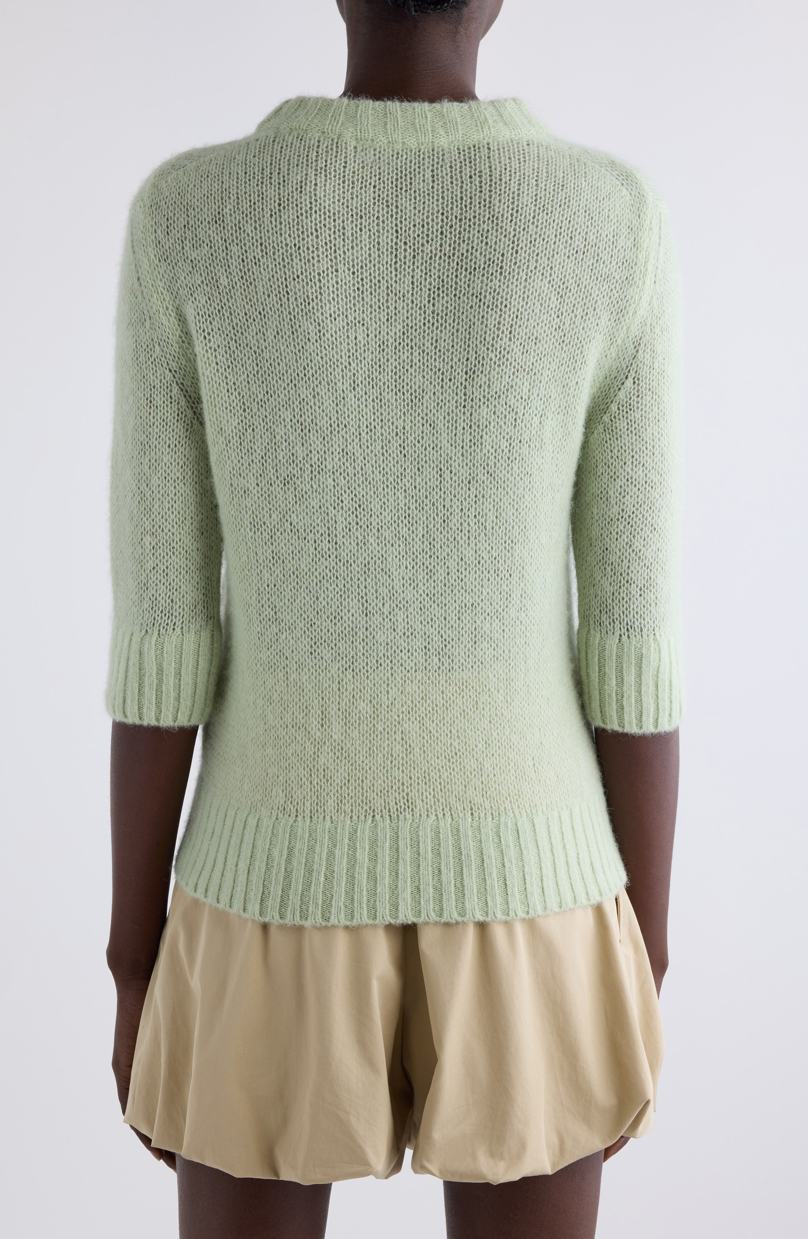 Chloé Raised Logo Alpaca & Silk Sweater in Gleam Green at Nordstrom - 3