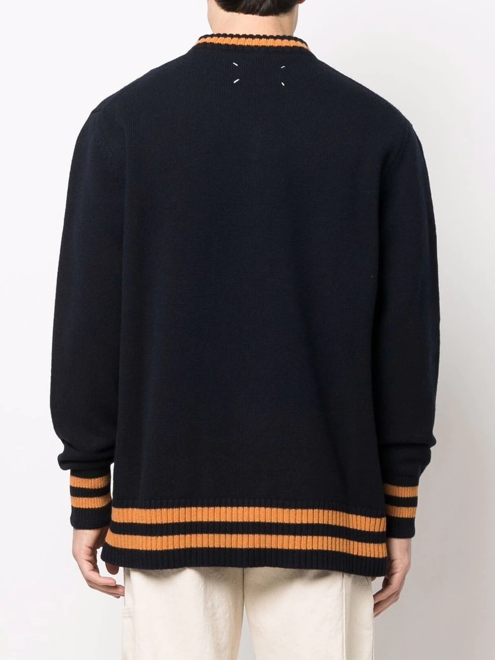 striped-trim wool jumper - 4