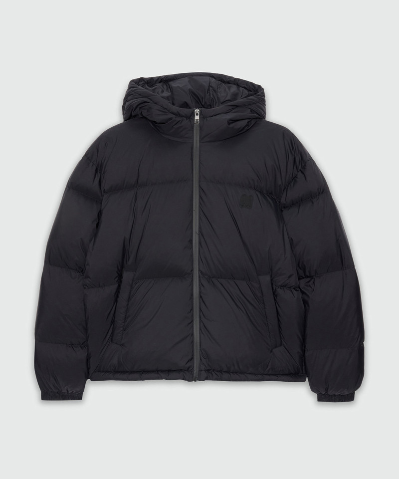 Short black down jacket in ripstop nylon 1