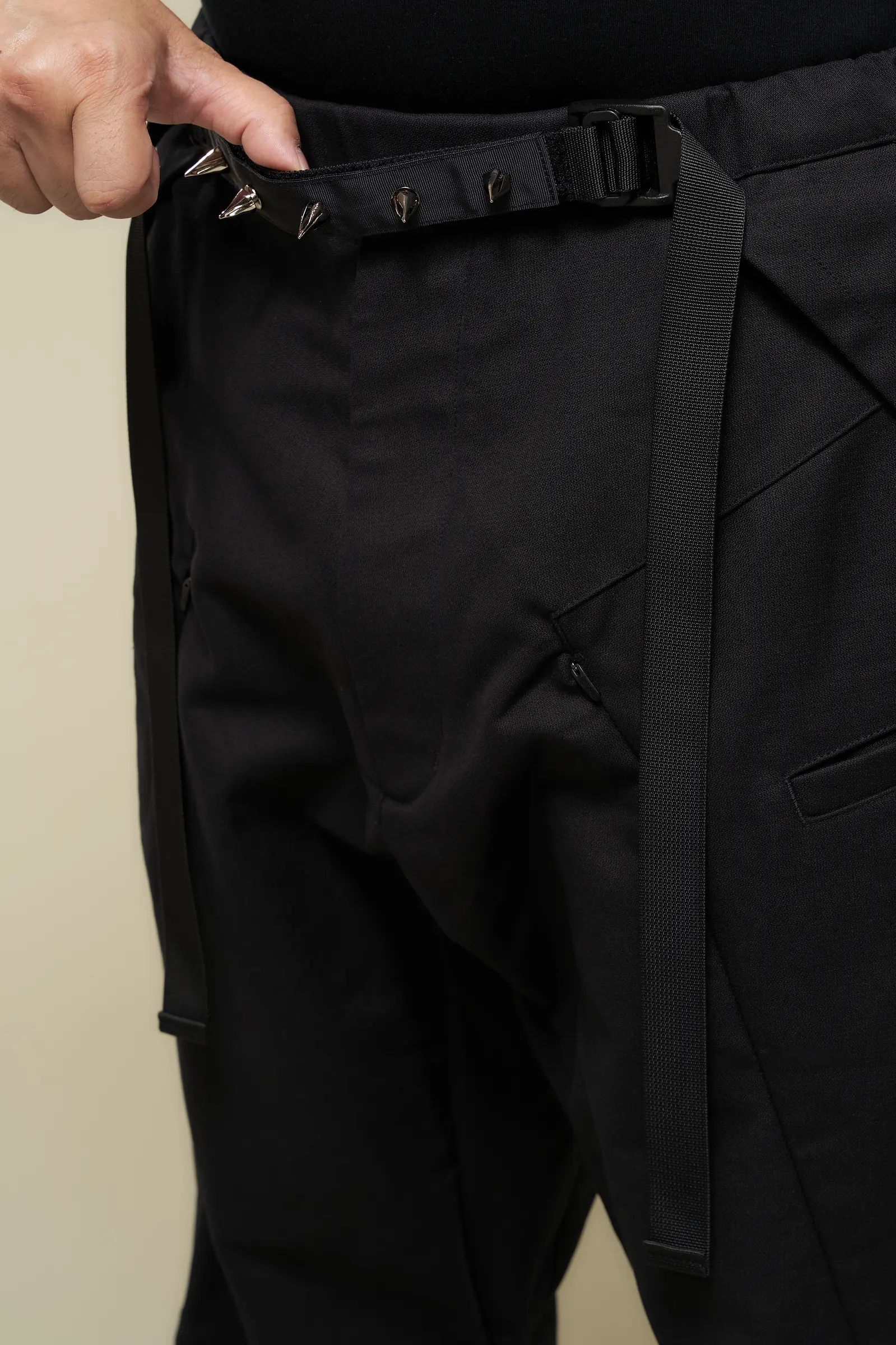 P55-KI Cotton Web Belt Vent Pants Black - 17