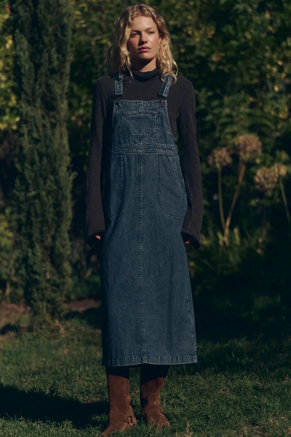 Hanson Solid Apron Midi Dress - 1