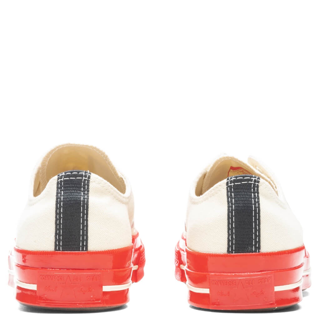CONVERSE X COMME DES GARCONS PLAY ALL STAR CHUCK '70 OX RED SOLE - WHITE - 4