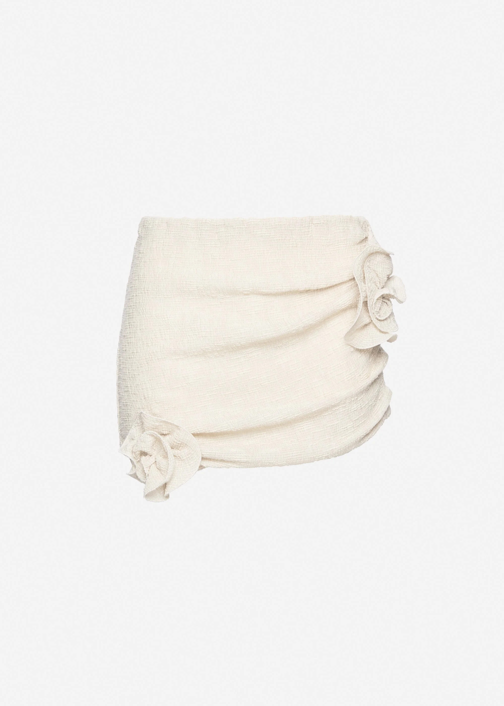 Crepe rose mini skirt in beige - 1