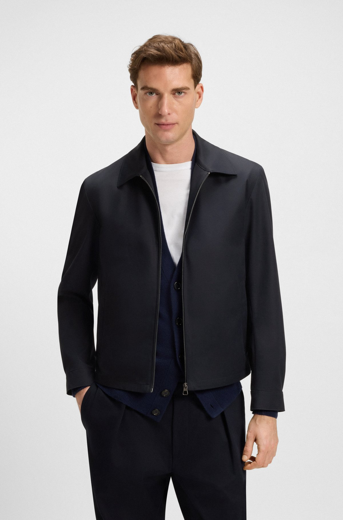 BECKHAM X BOSS COTTON-BLEND JACKET WITH ZIPPED CLOSURE - 2