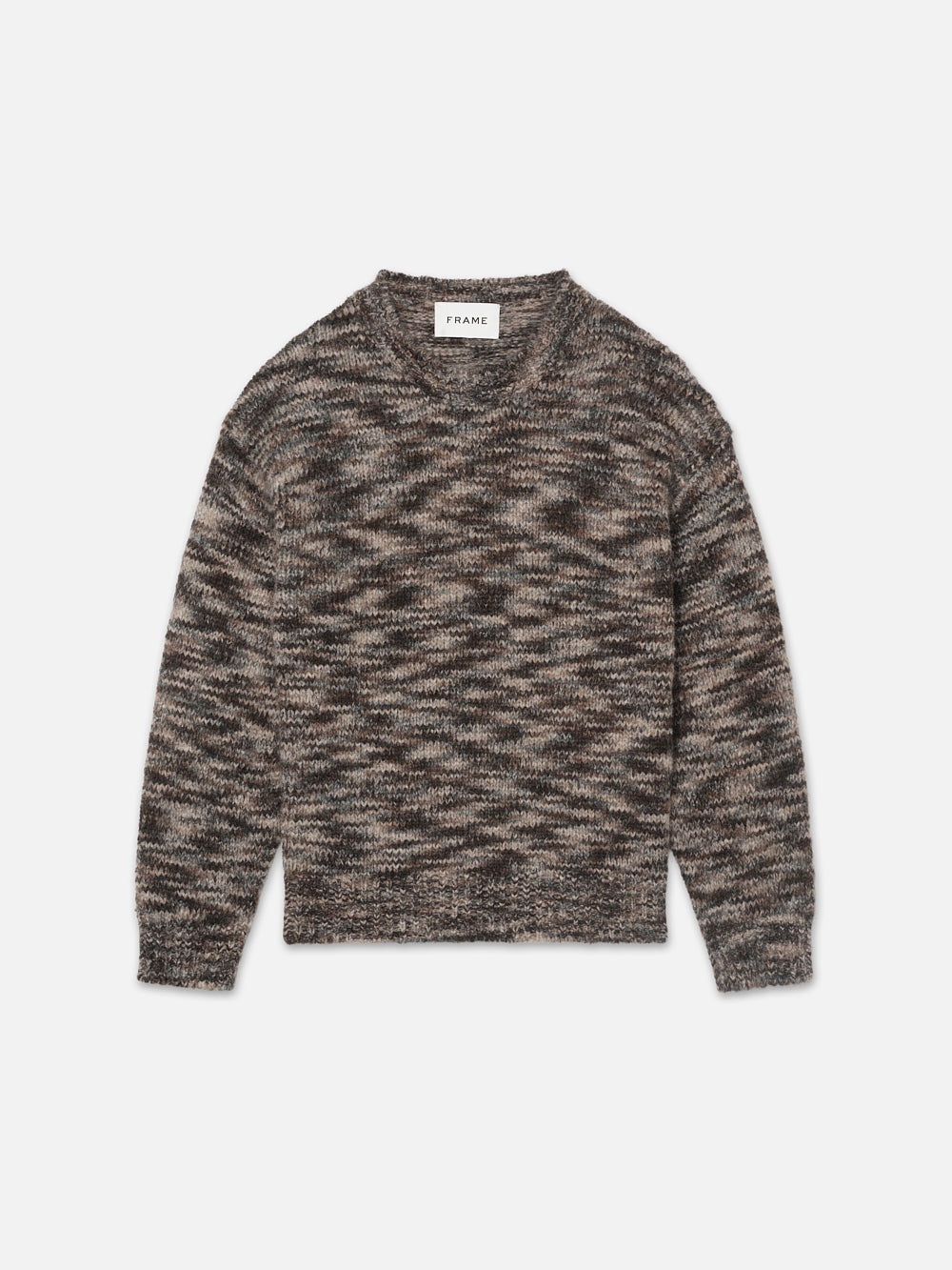 Tweed Textured Crewneck Sweater in Marron Multi - 1