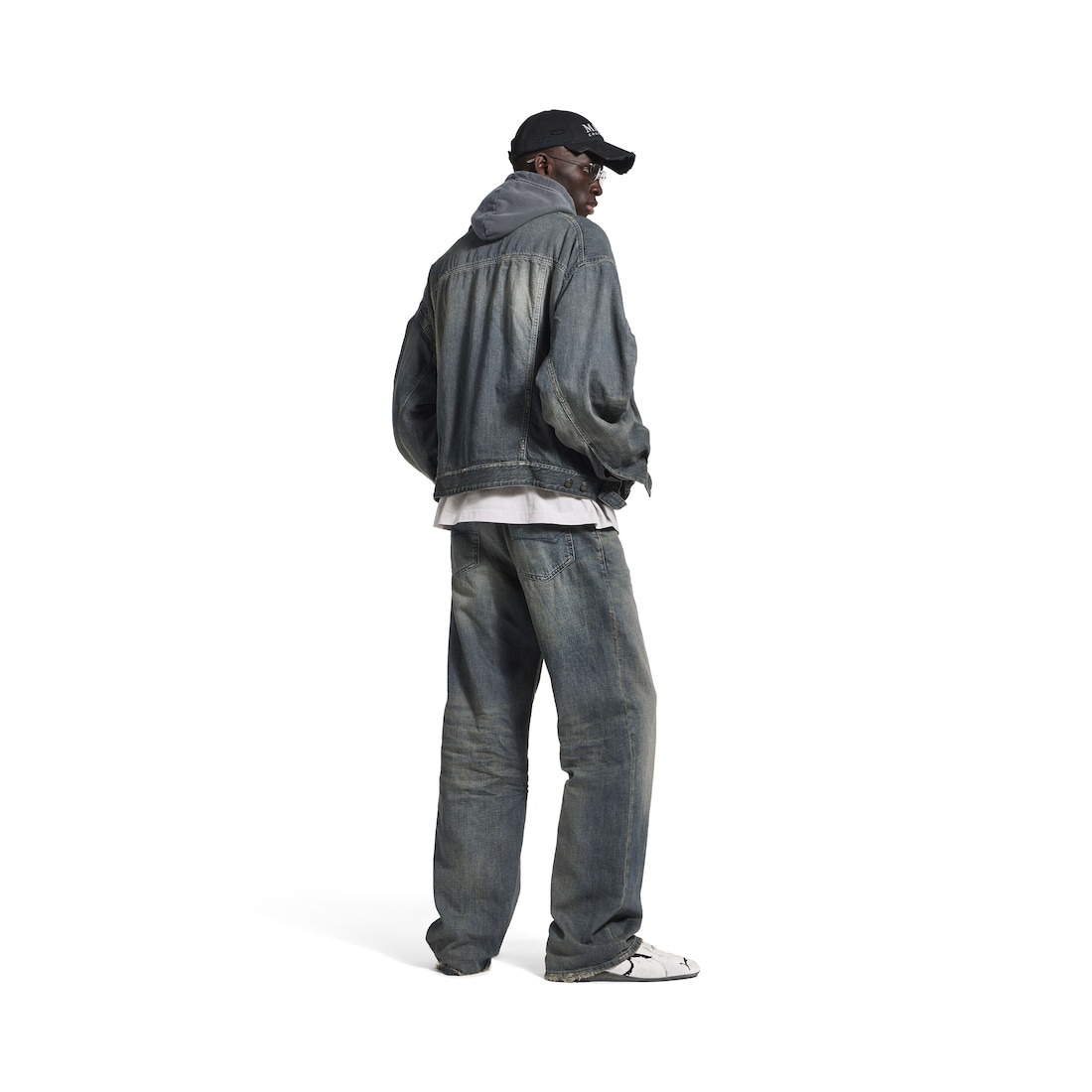Men's Layered Lined Denim Jacket in Blue - 4
