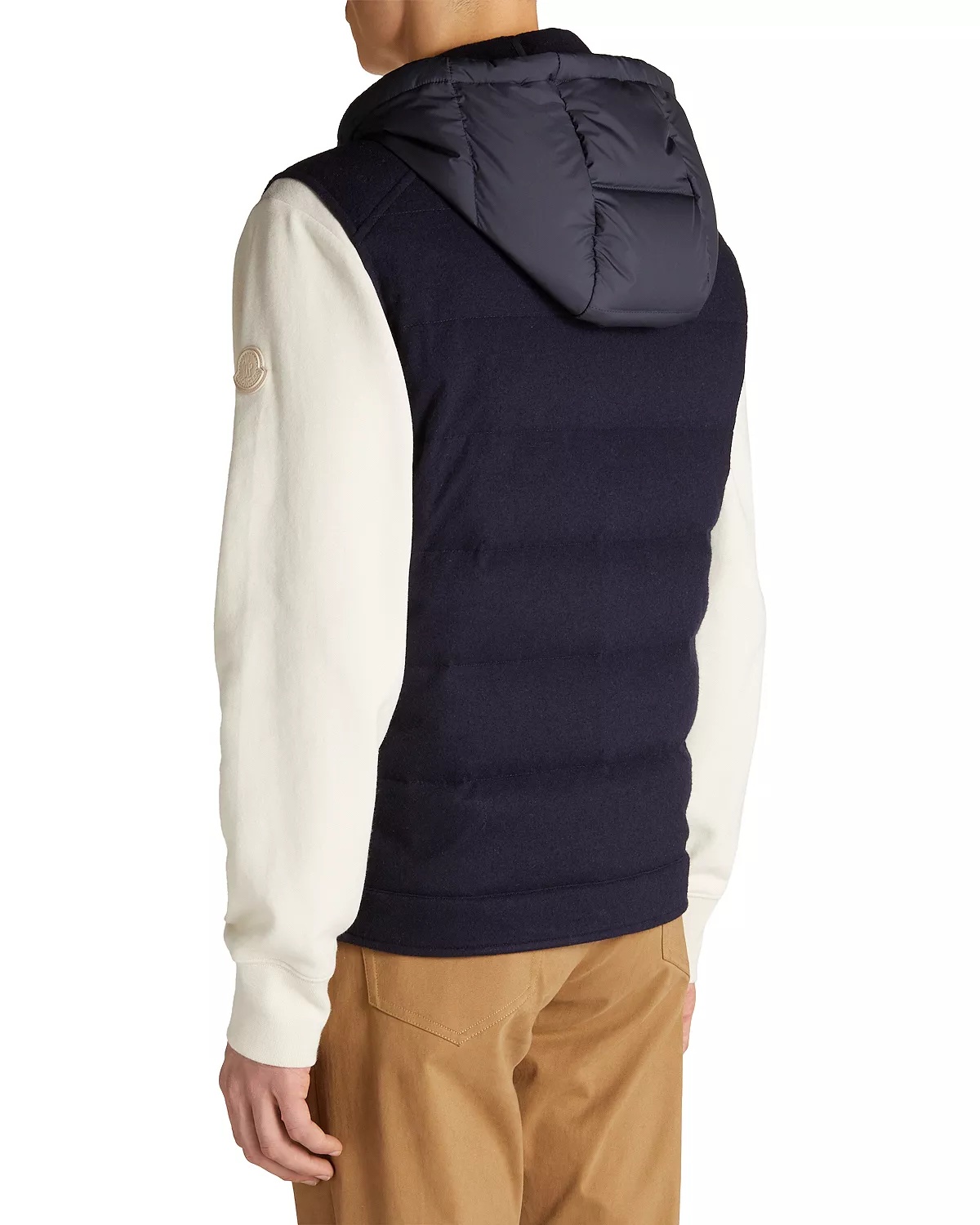 Rezila Cashmere & Nylon Full Zip Hooded Down Vest - 4