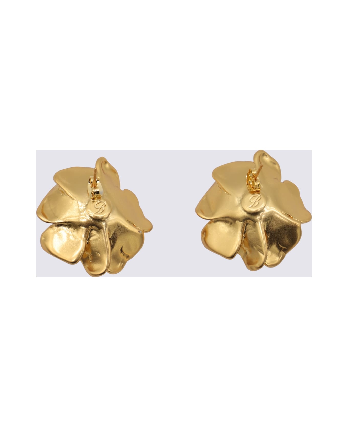 Gold Metal Rose Earrings - 2