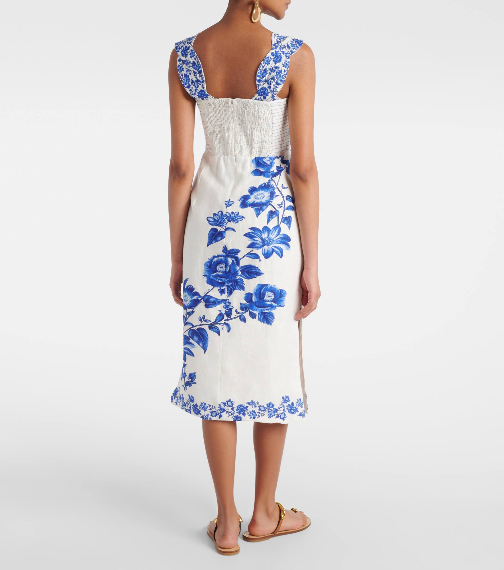 Floral Cascade linen midi dress - 3