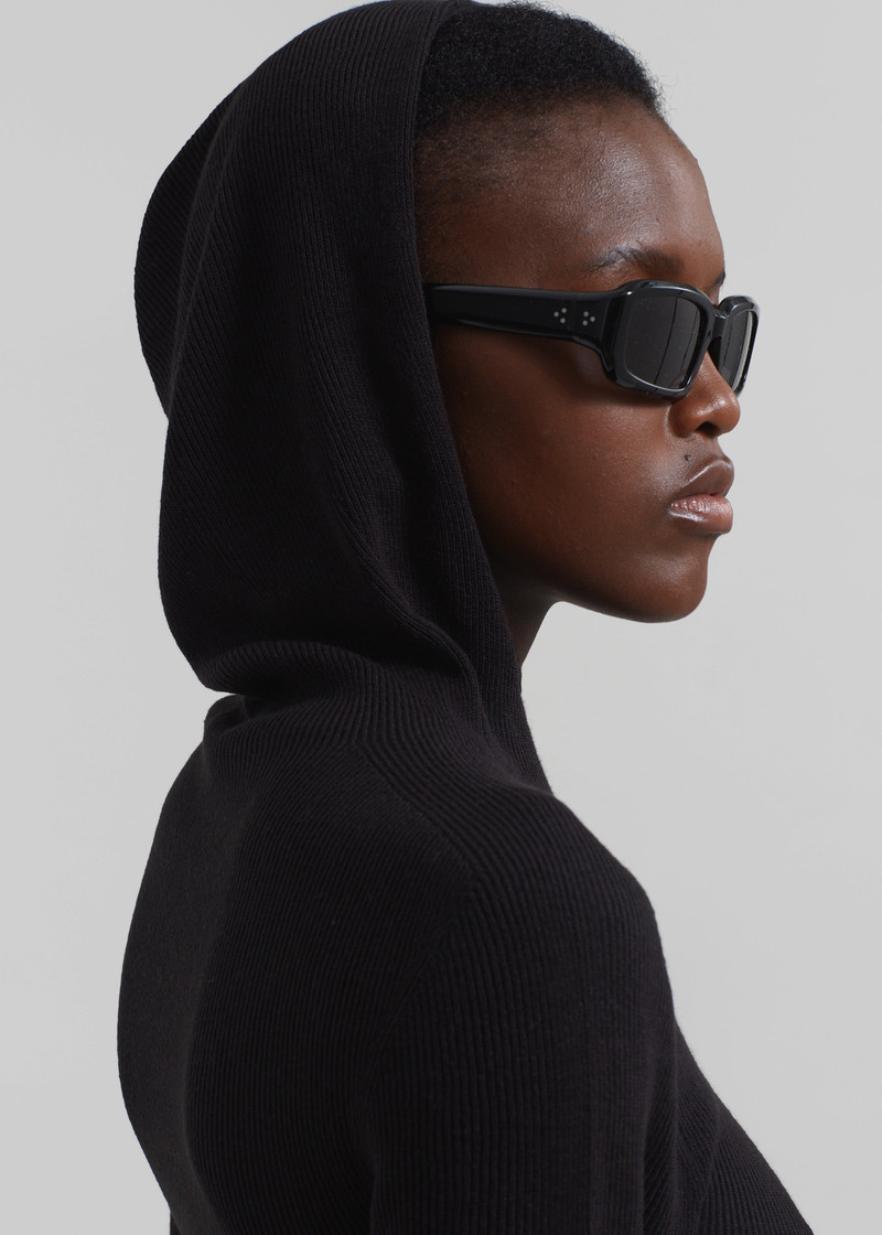 Danae Hooded Knit Top - Black 3