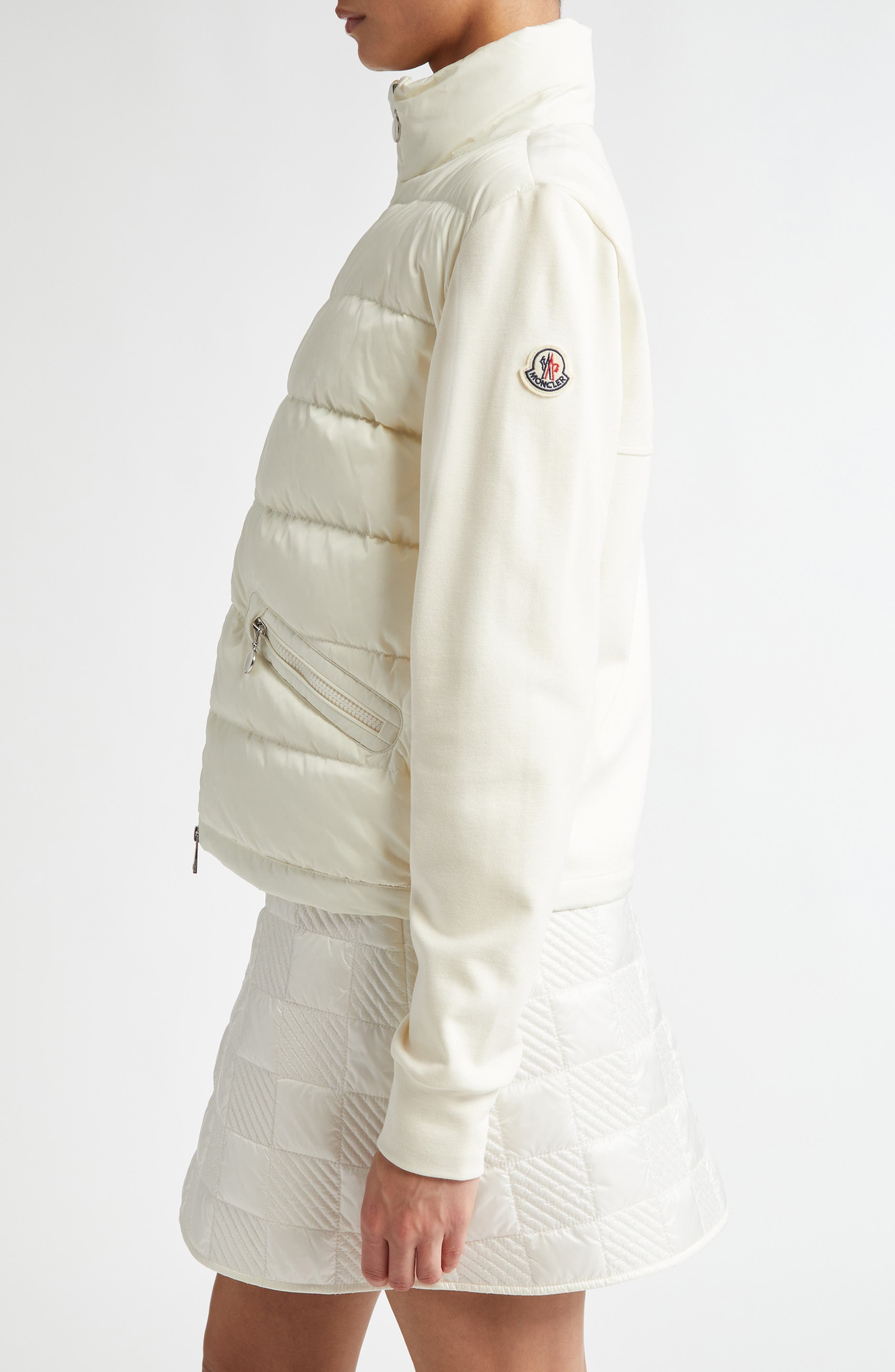 Moncler Mixed Media Down Puffer Jacket in Silk White at Nordstrom - 3