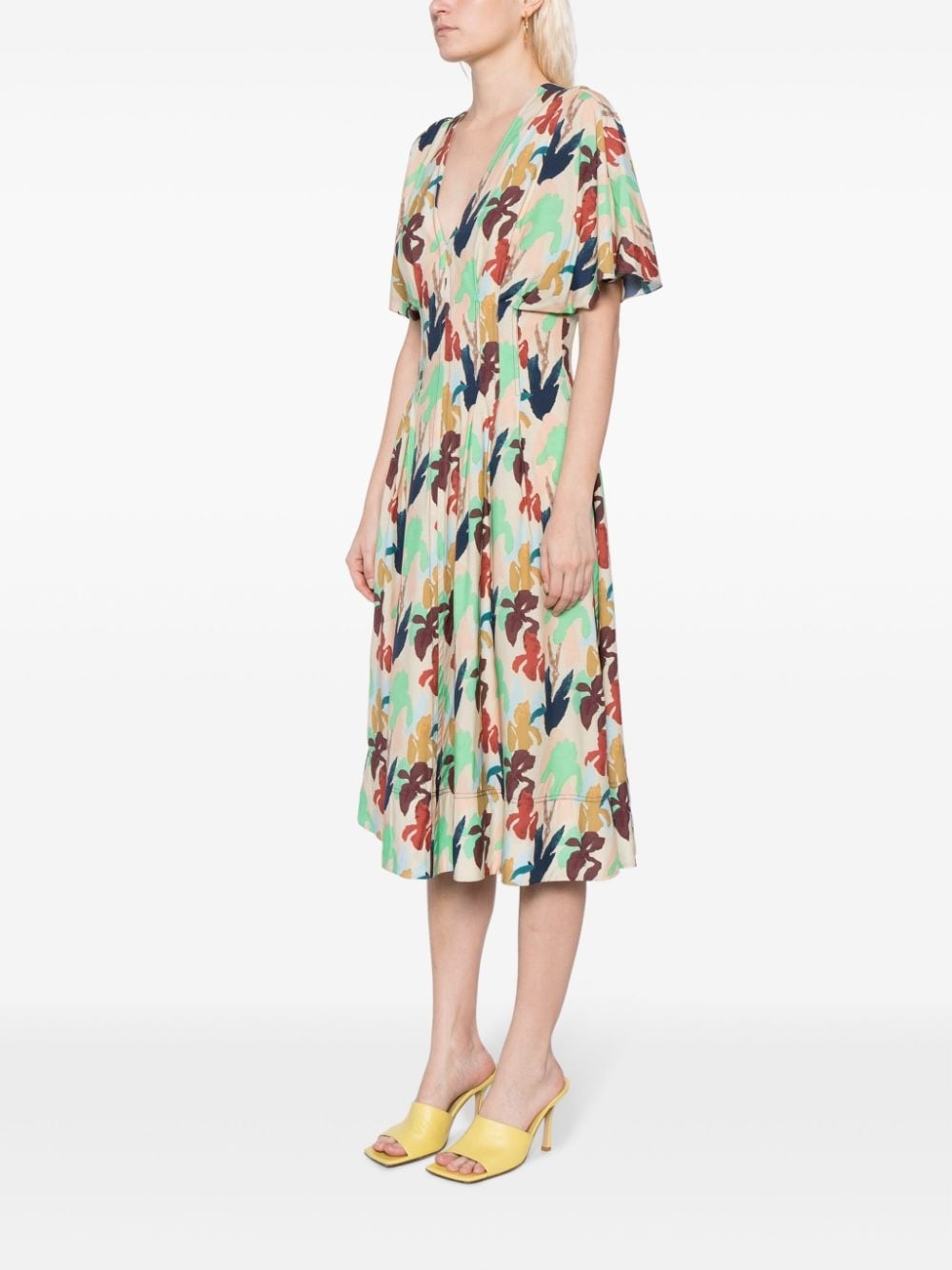 abstract-print short-sleeve dress - 3