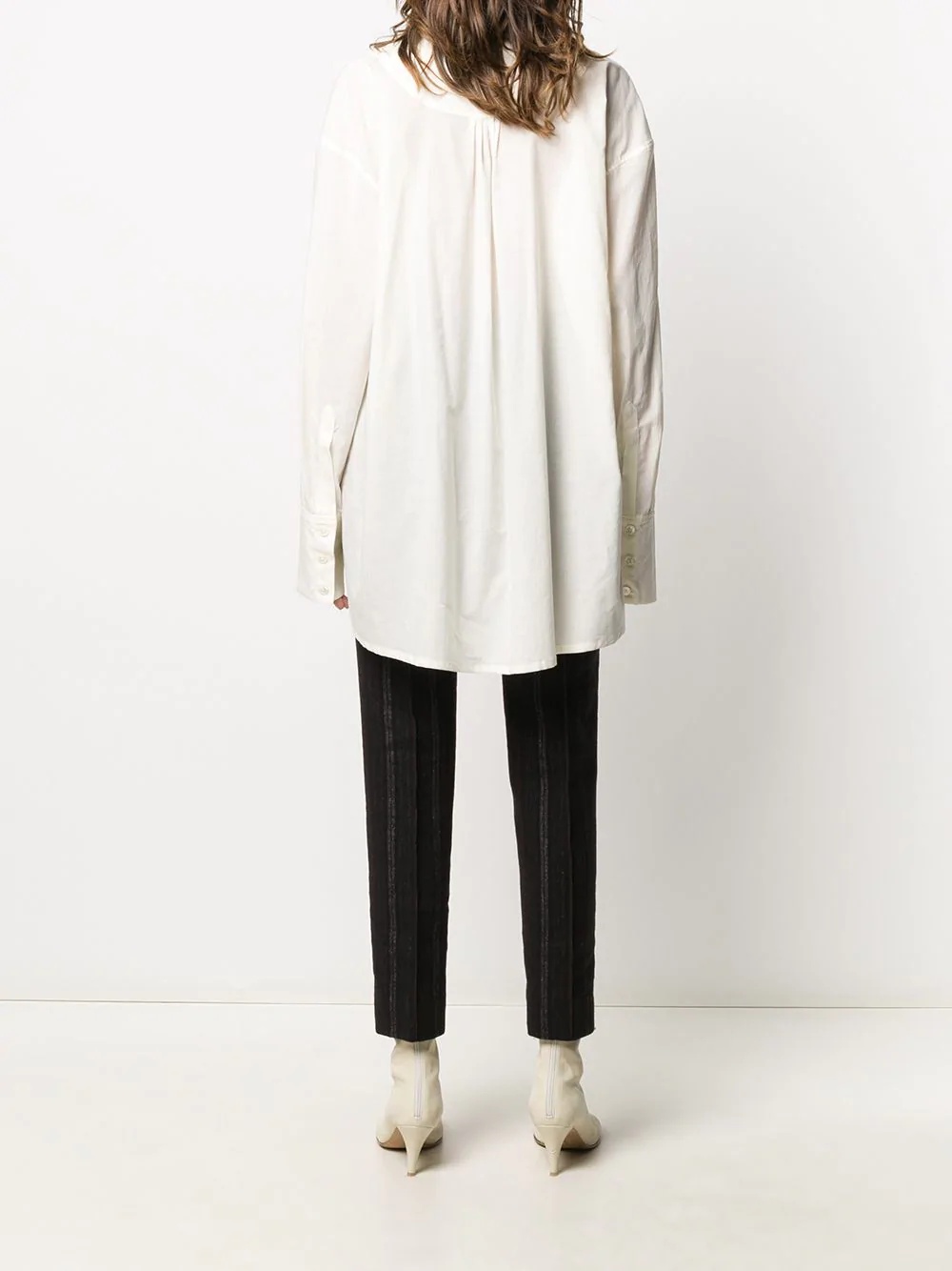 collarless long-sleeve shirt - 4