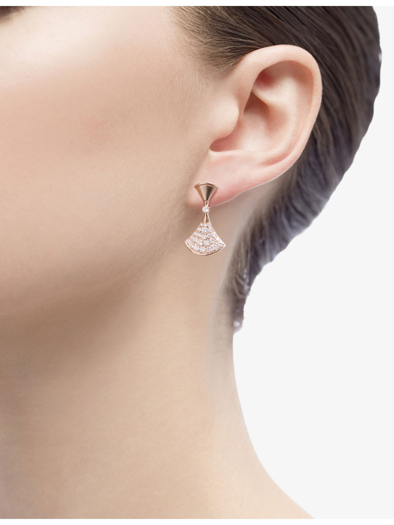 BVLGARI DIVAS' DREAM 18ct rose gold and pavé diamond earrings outlook