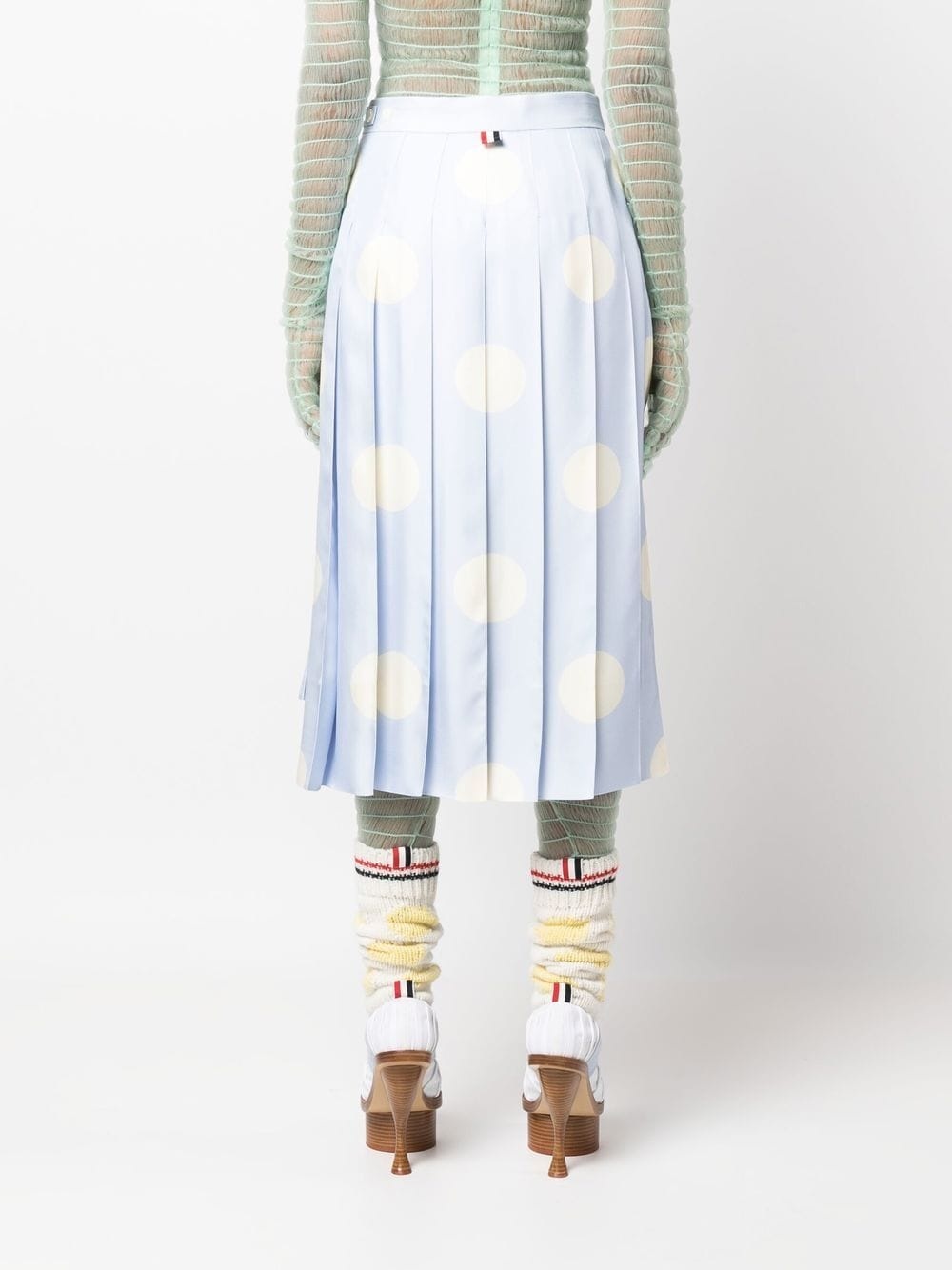 polka-dot print pleated silk skirt - 4