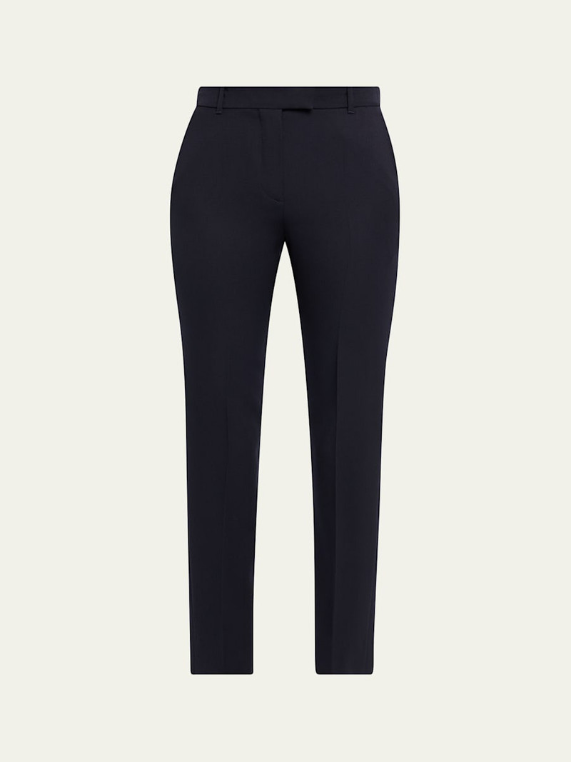 Mid-Rise Wool Slim-Leg Ankle Trousers 1