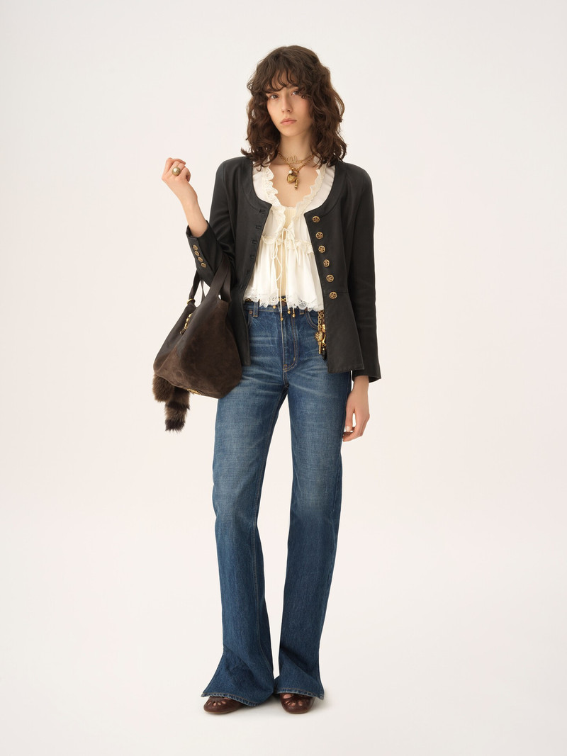 Chloé PEPLUM RIDING JACKET IN LEATHER outlook