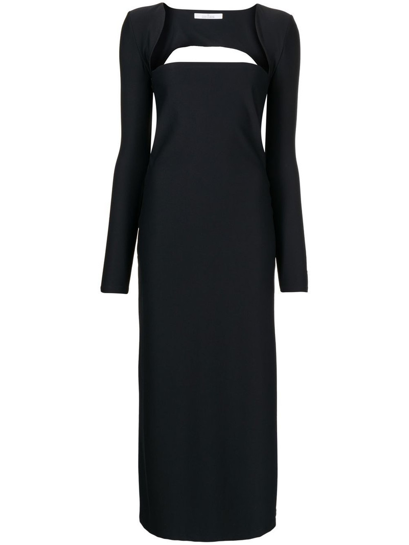 square-neck long-sleeve midi dress 1