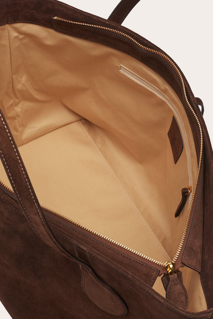 ZIP PENNE TOTE DARK BROWN SUEDE - 4