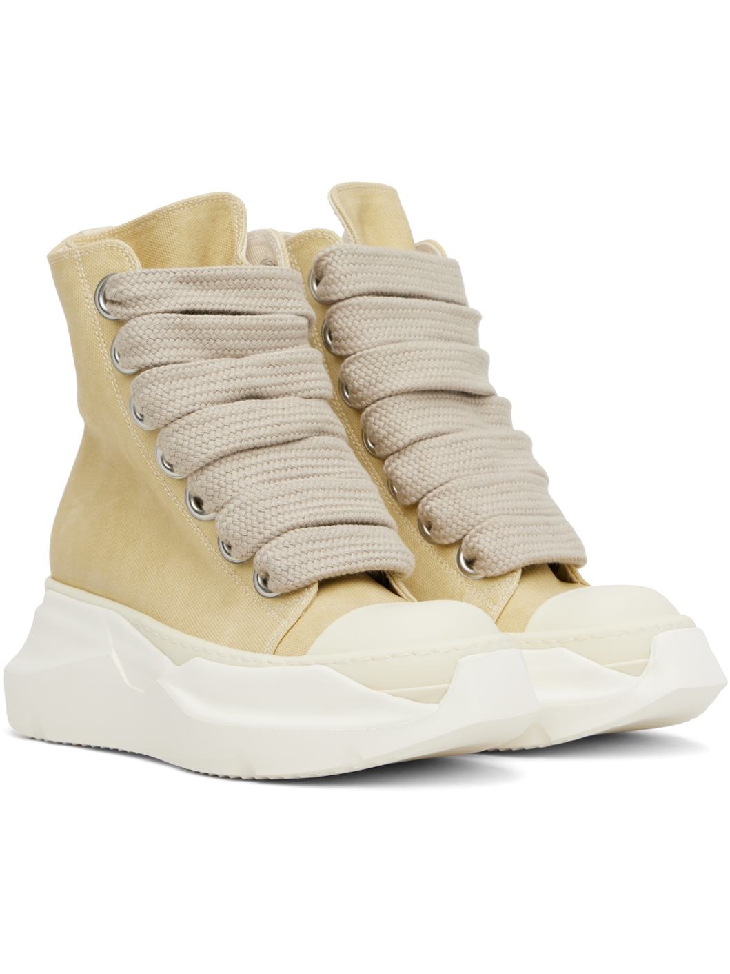 Beige Hollywood Jumbo Laces Abstract Sneak Sneakers - 4