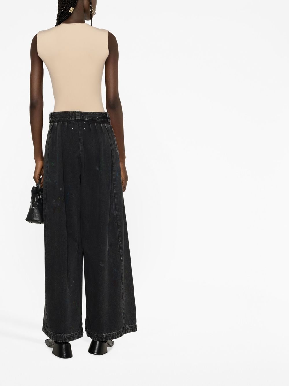paint-splatter wide-leg jeans - 4