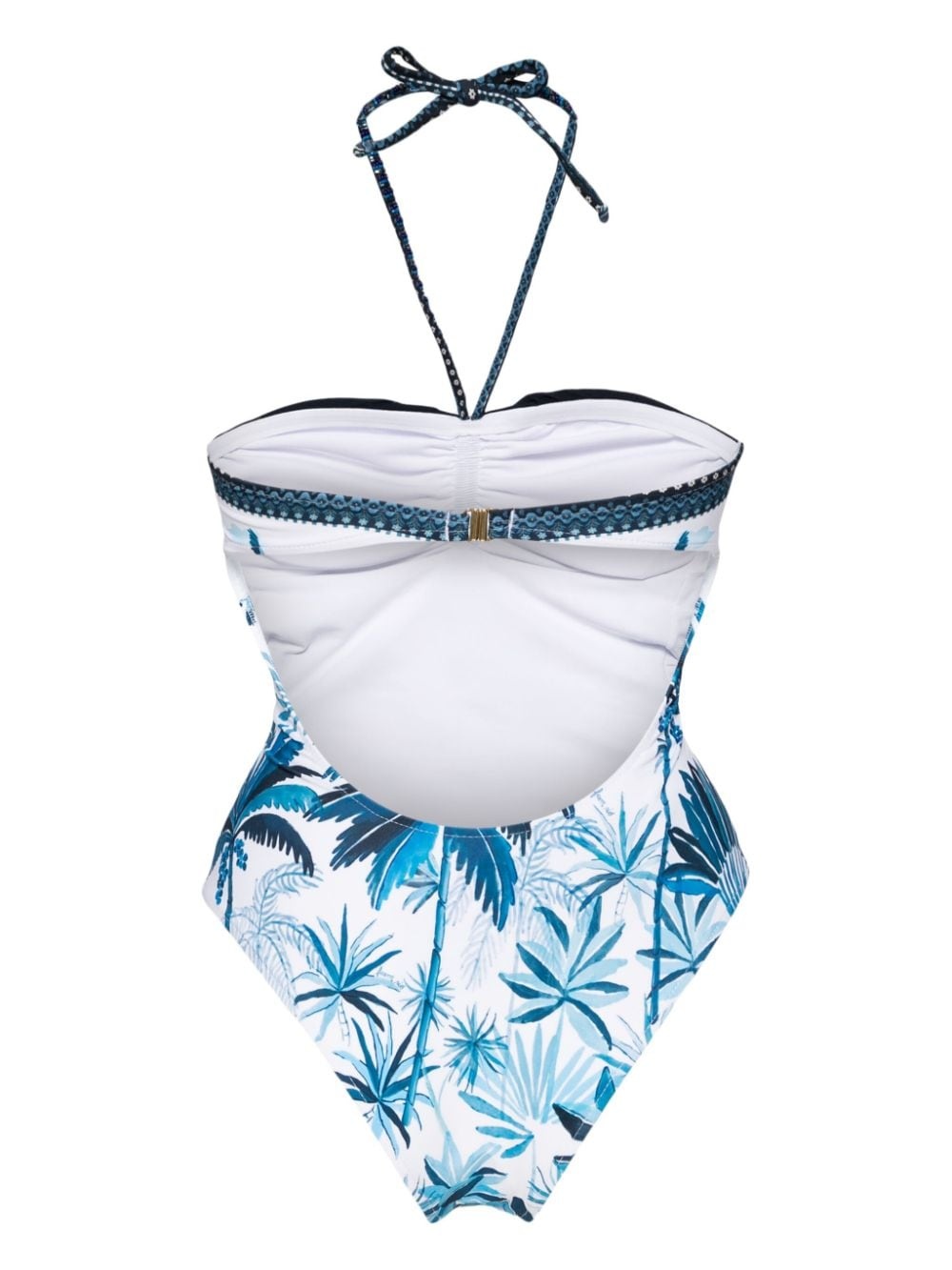 tropical-print halterneck swimsuit - 2