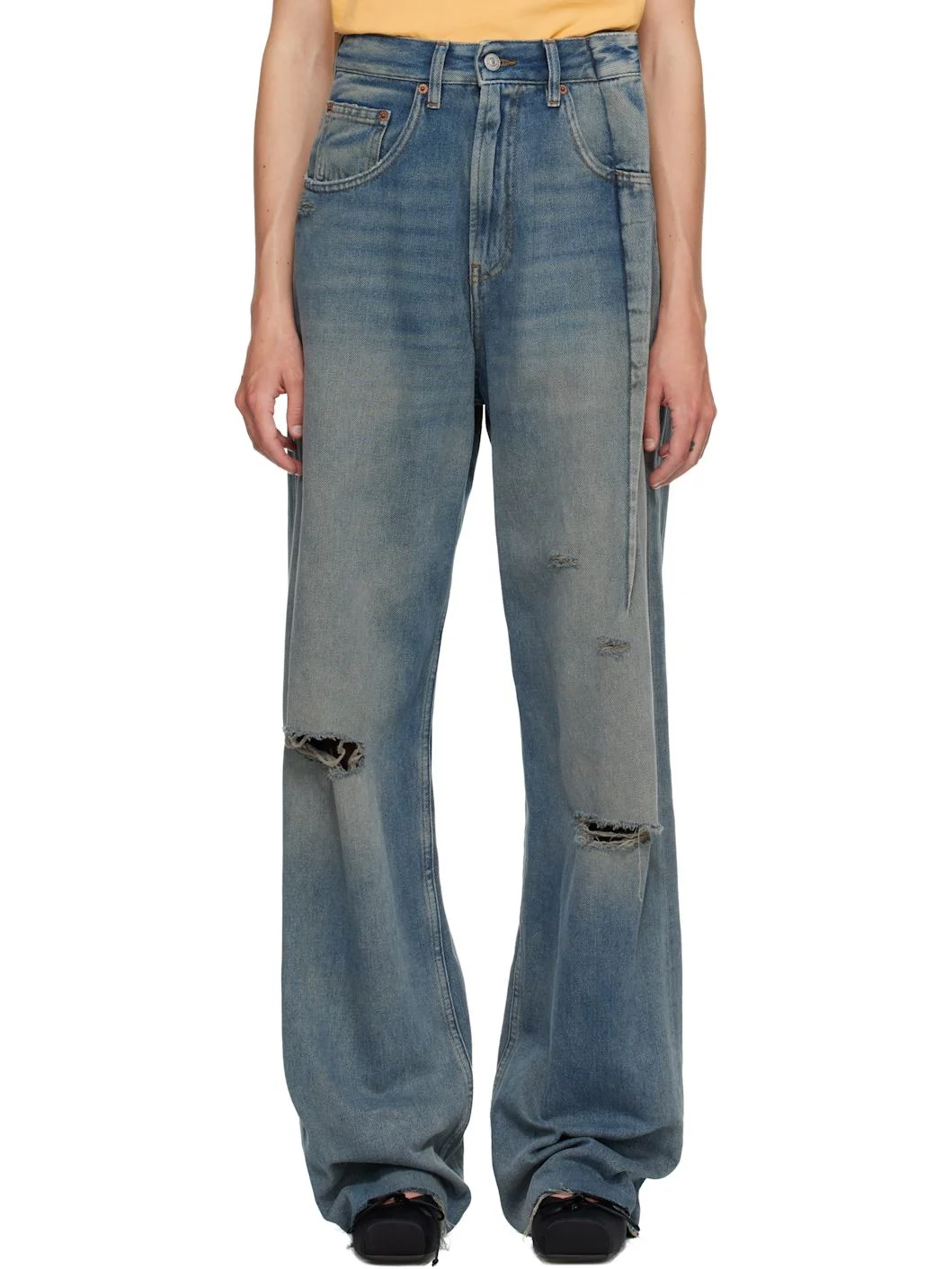 Blue Aged Denim Jeans - 1