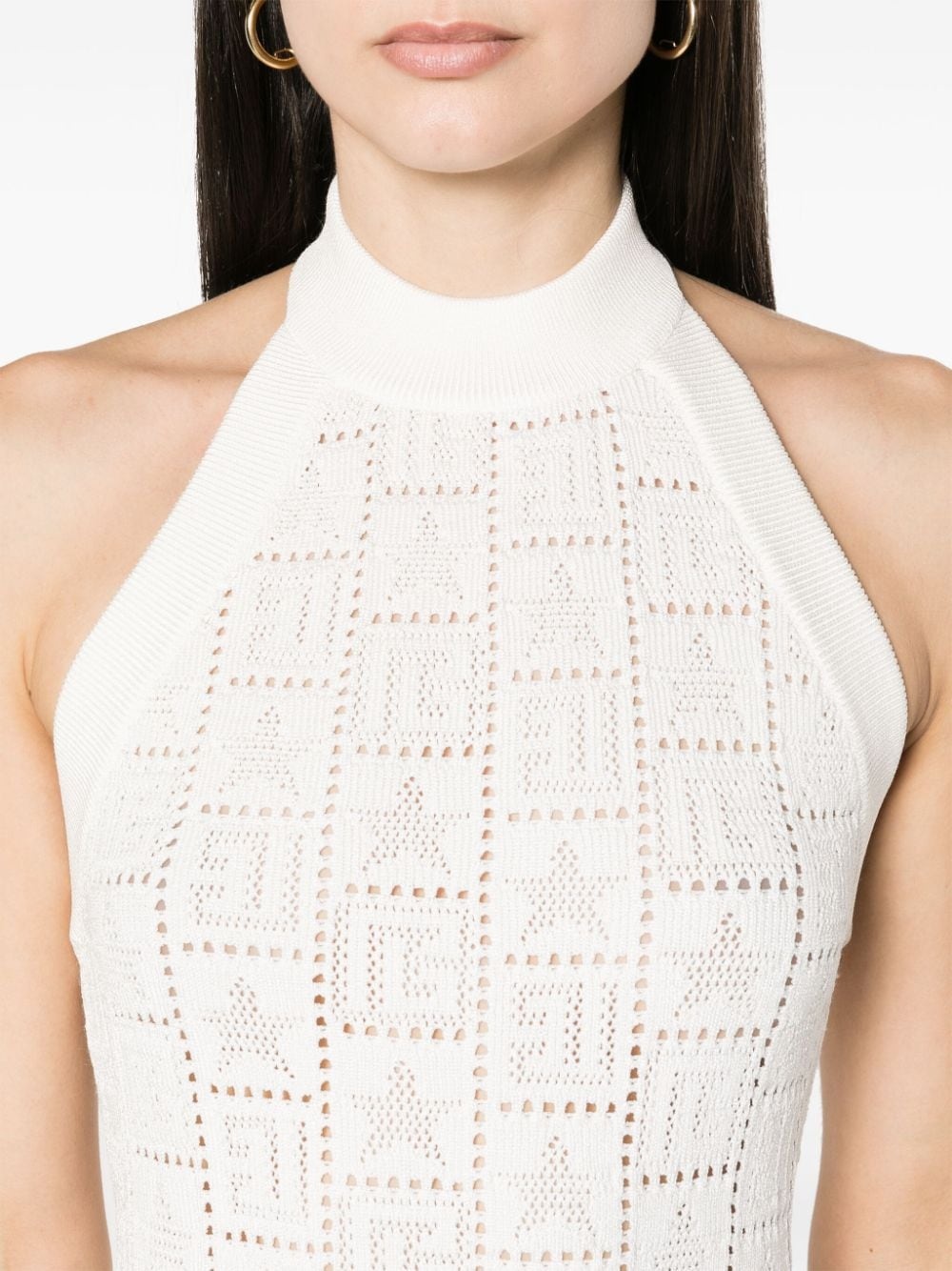 crochet-knit midi dress - 5