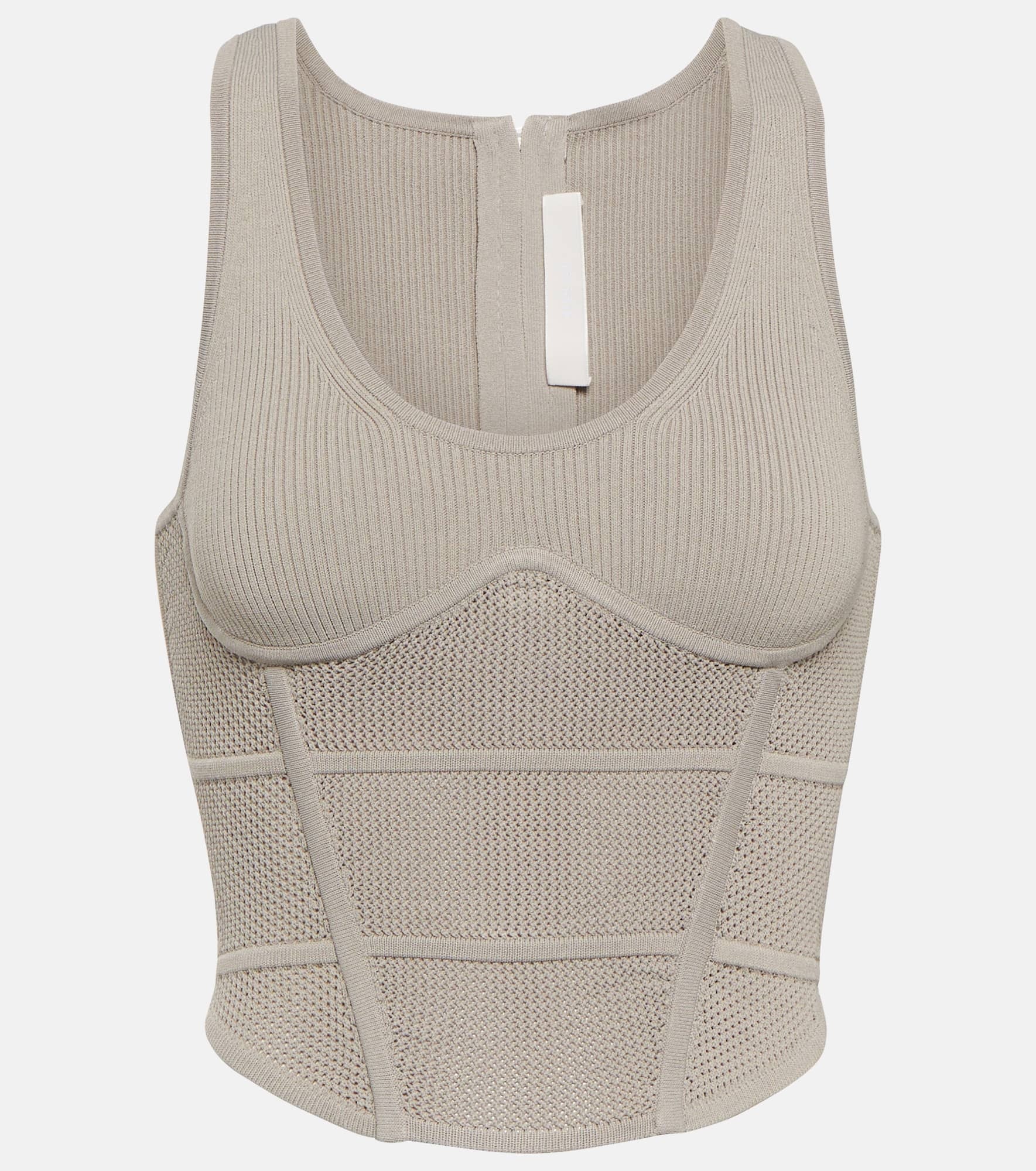 Cropped ribbed-knit bustier - 1