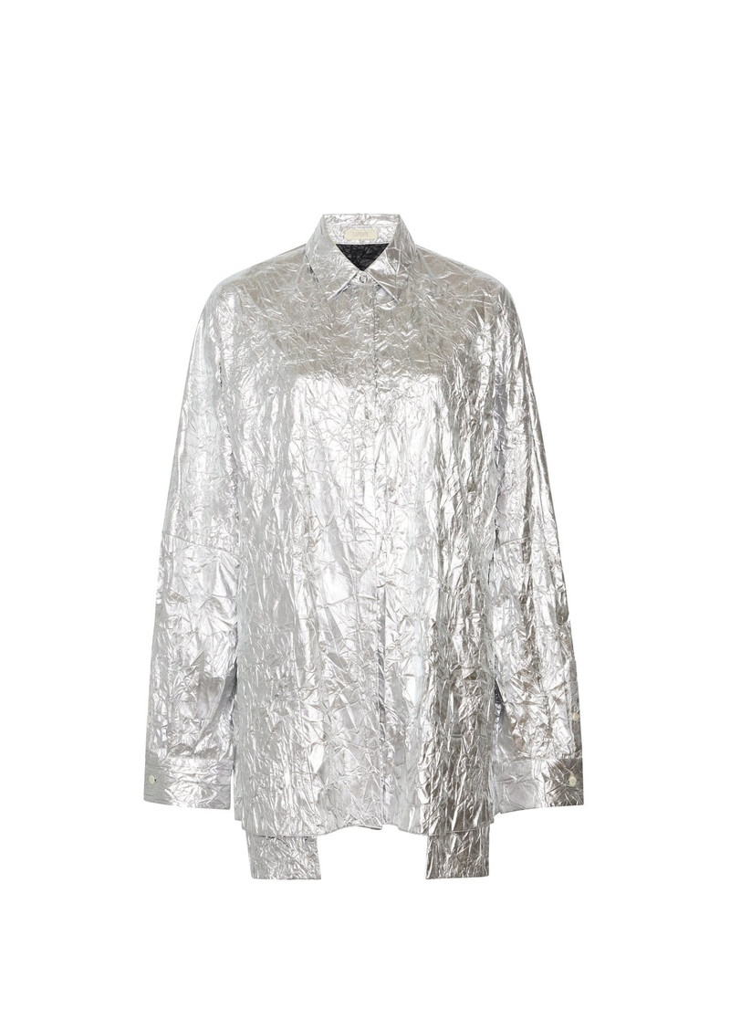 Crinkle Metallic Oversized Shirt 1