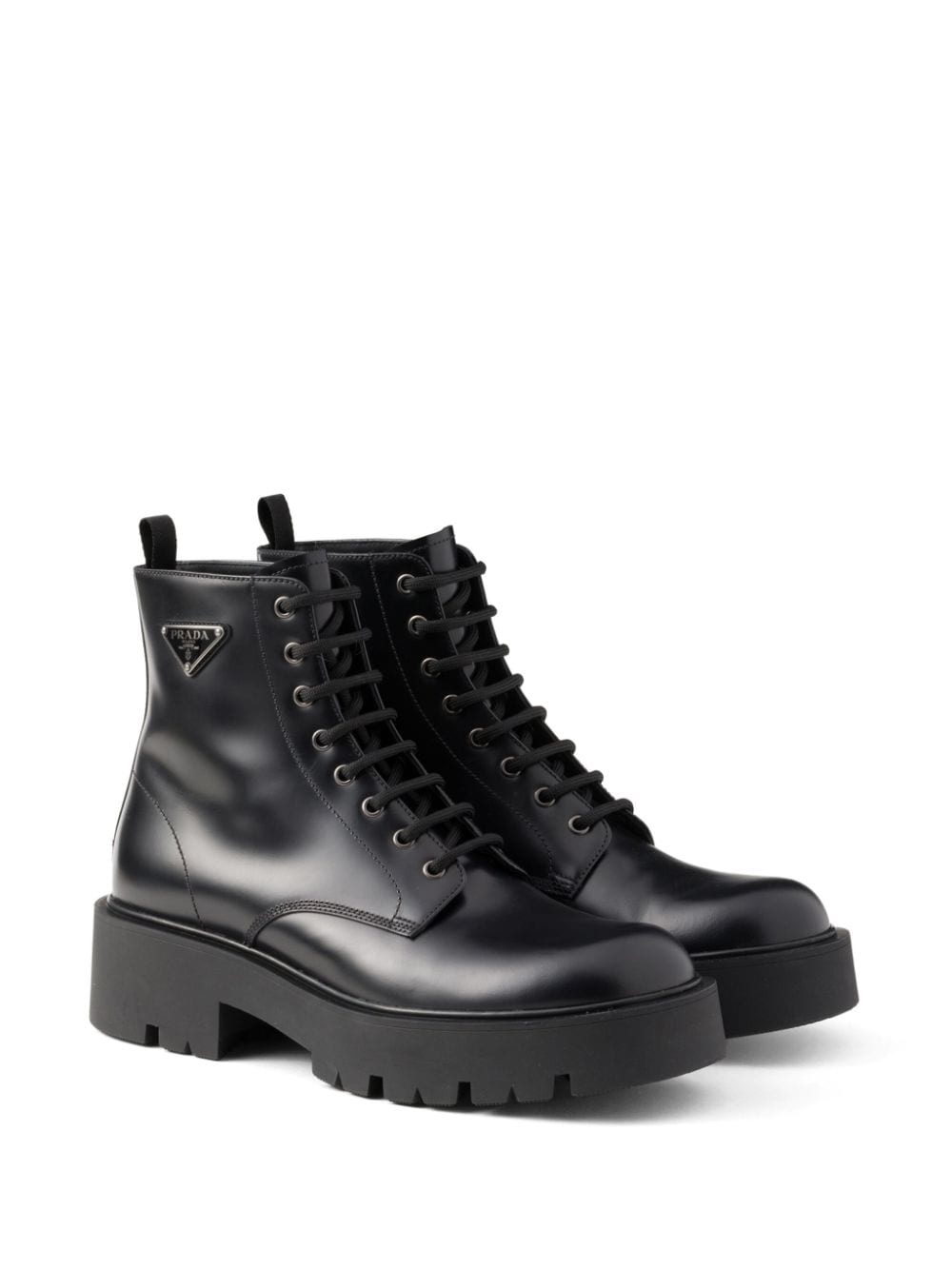 logo plaque leather combat boots - 2