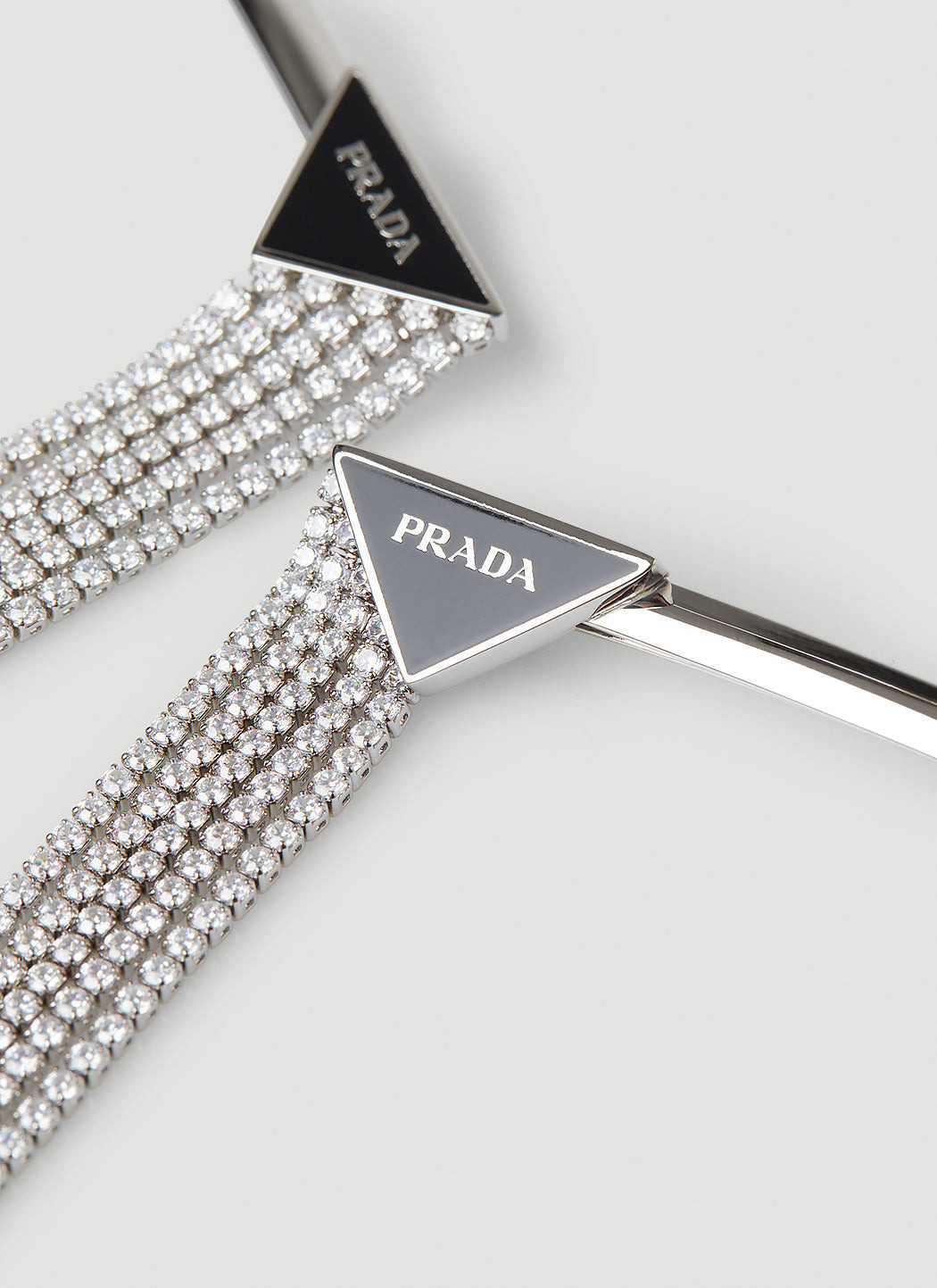 Prada Women Set Of Two Logo Plaque Crystal Hair Slides - 3