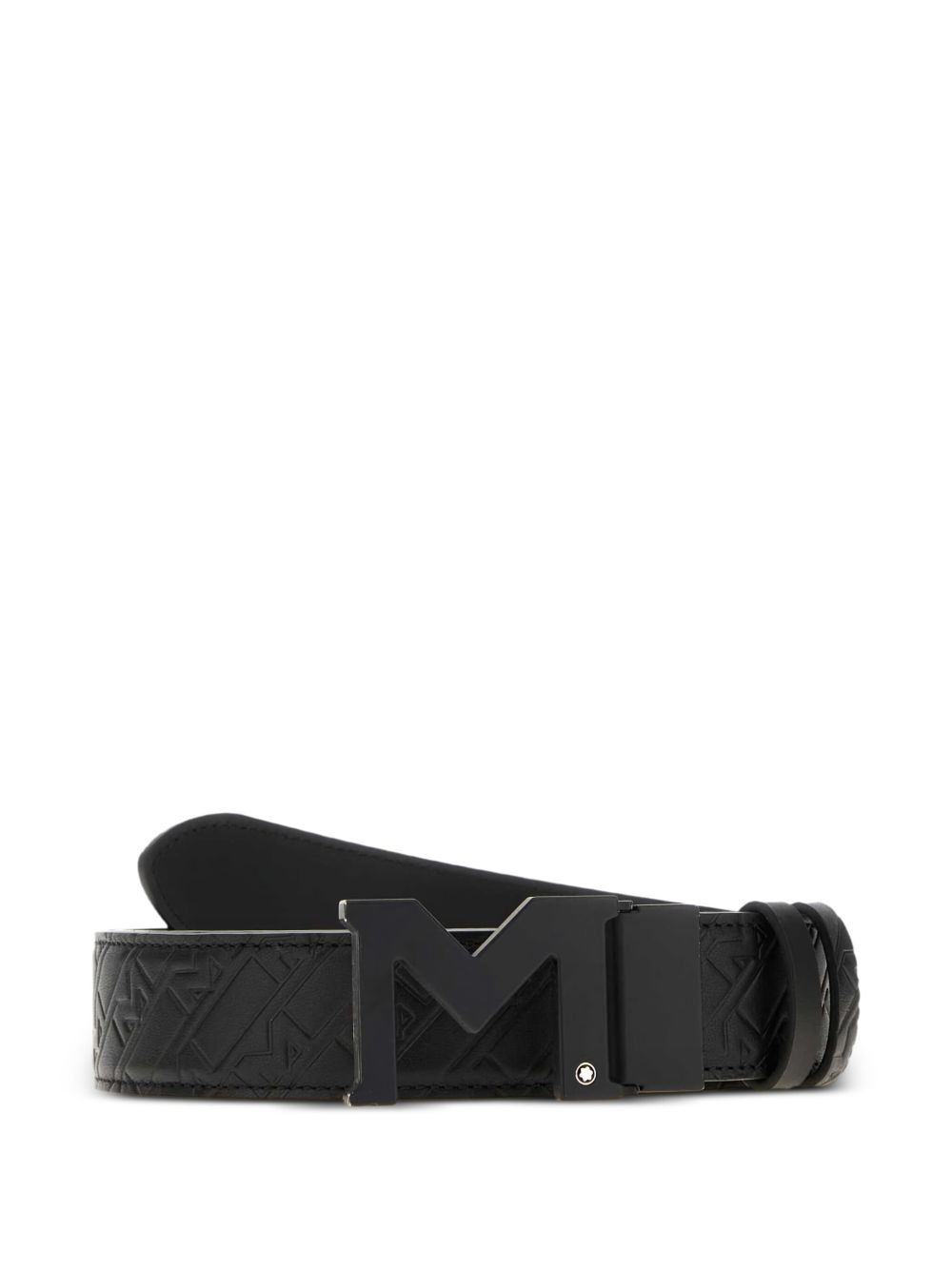 M-embossed leather belt - 1