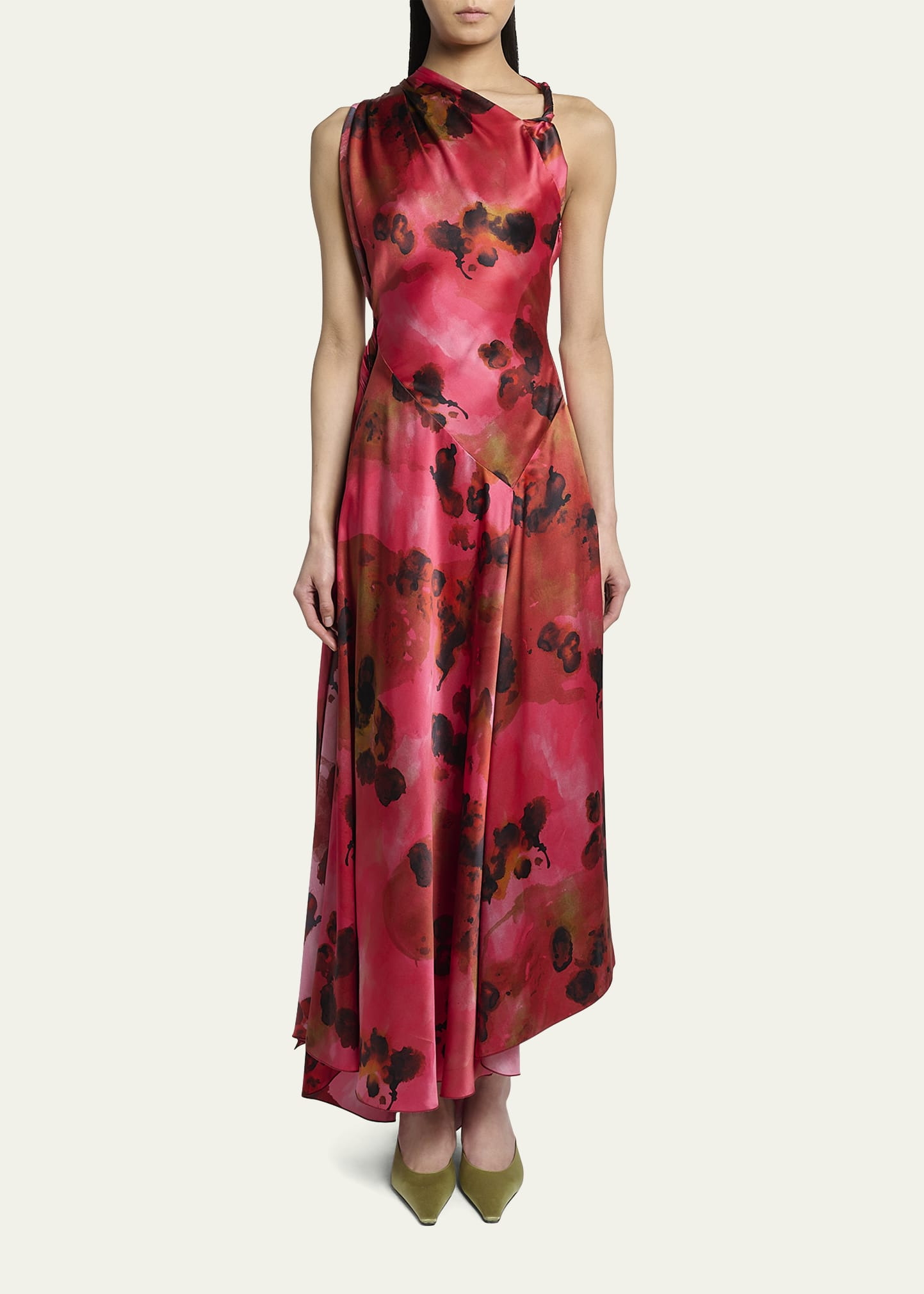 Sleeveless Draped Silk Midi Dress - 2