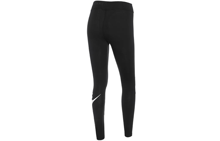 (WMNS) Nike Sportswear Essential High-Waisted Logo Leggings 'Black White' CZ8528-010 - 2