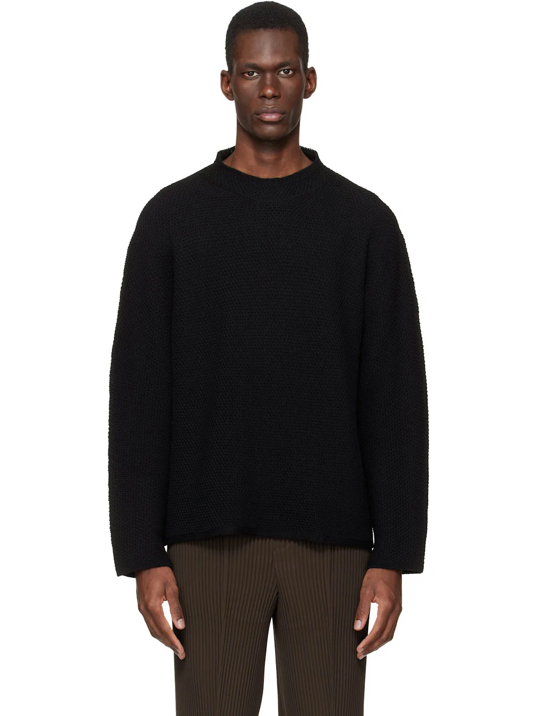 Black Rustic Knit Sweater - 1