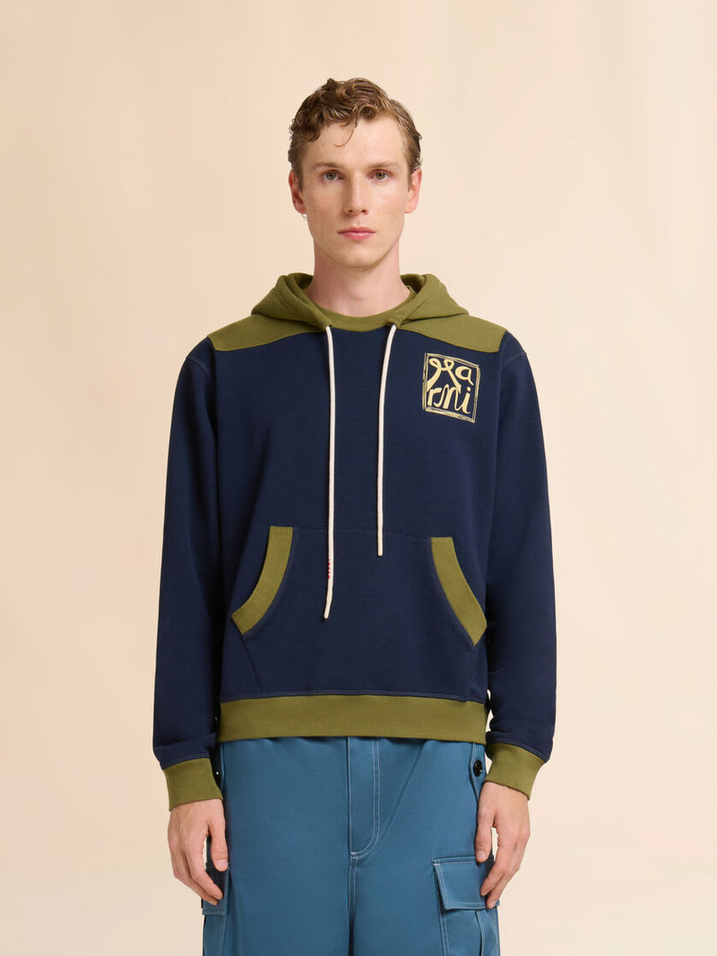 Marni DEEP BLUE COTTON SWEATSHIRT WITH CONTRAST ACCENTS outlook