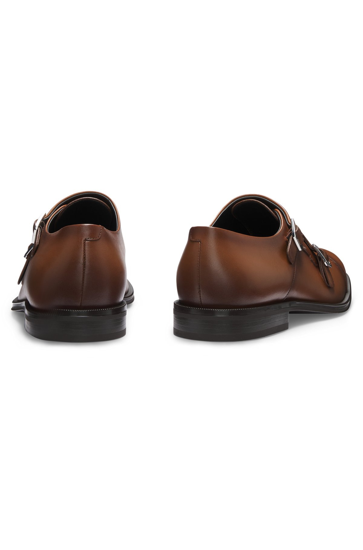 LEATHER DOUBLE-MONK SHOES WITH CAP TOE - 5