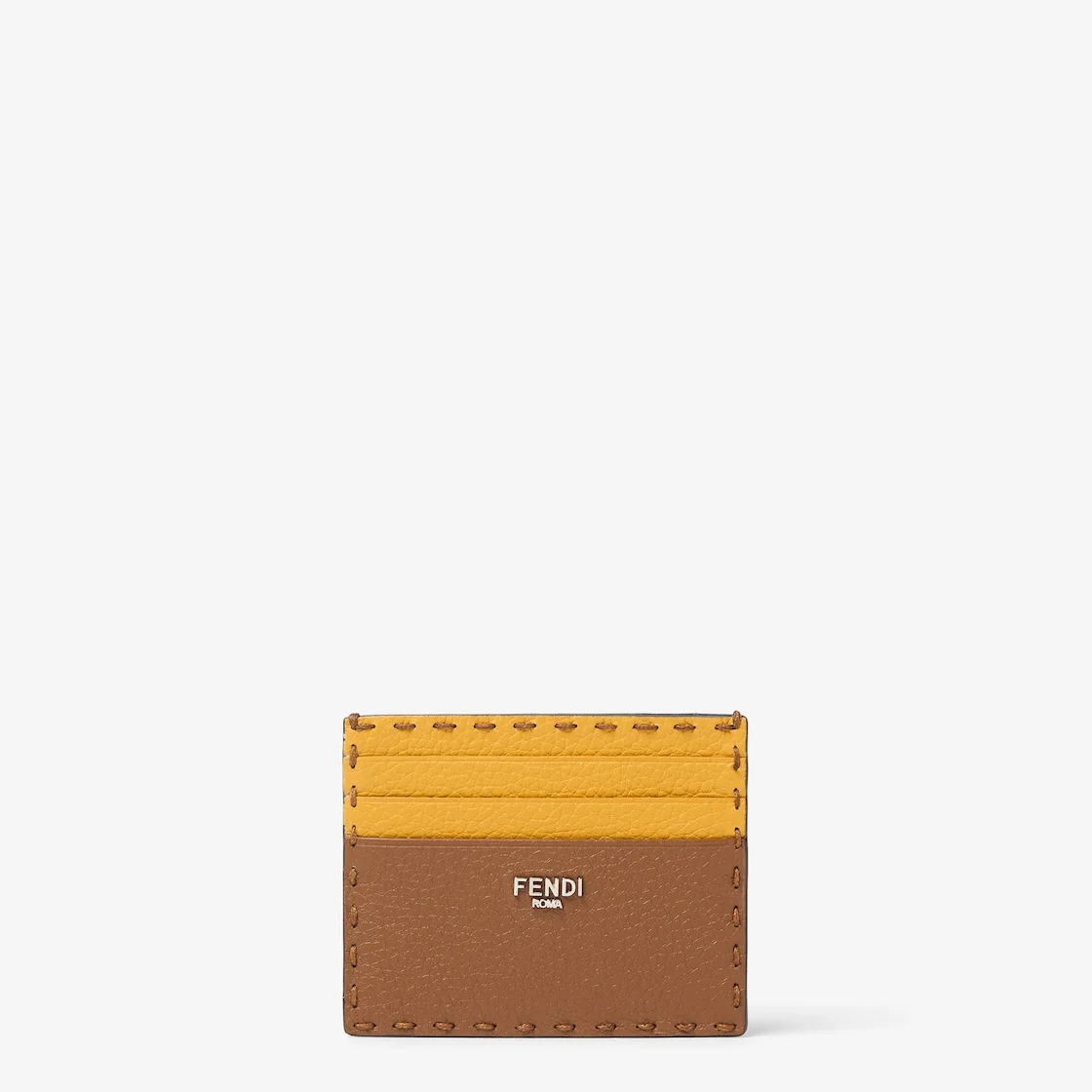 Card Holder Selleria Tan-color and sunflower yellow Selleria card case with 100 hand-sewn stitches - 1